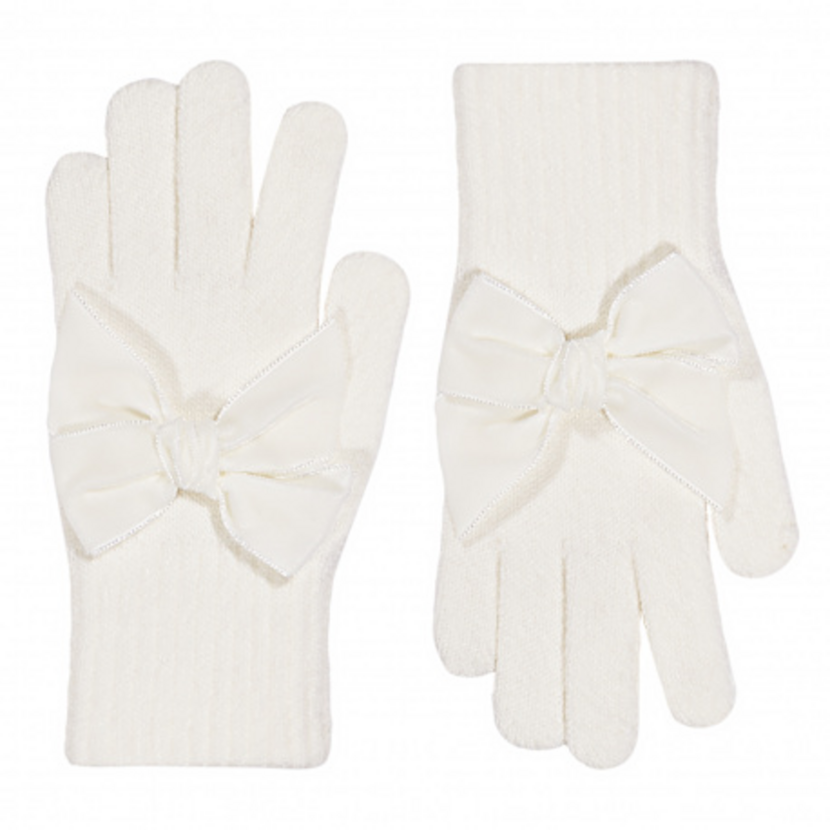 Condor Condor handschoentjes off white met fluwelen strik