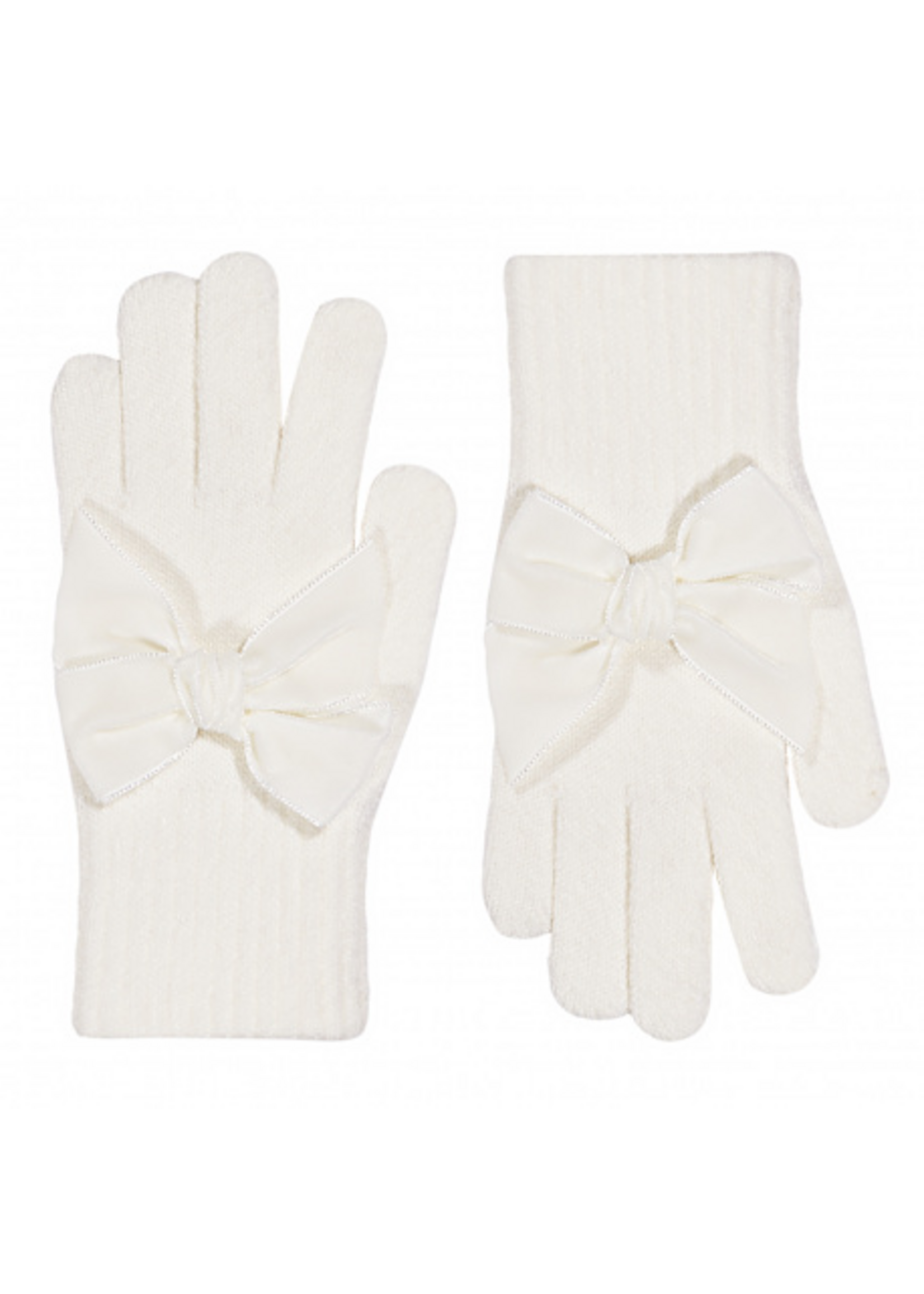 Condor Condor handschoentjes off white met fluwelen strik