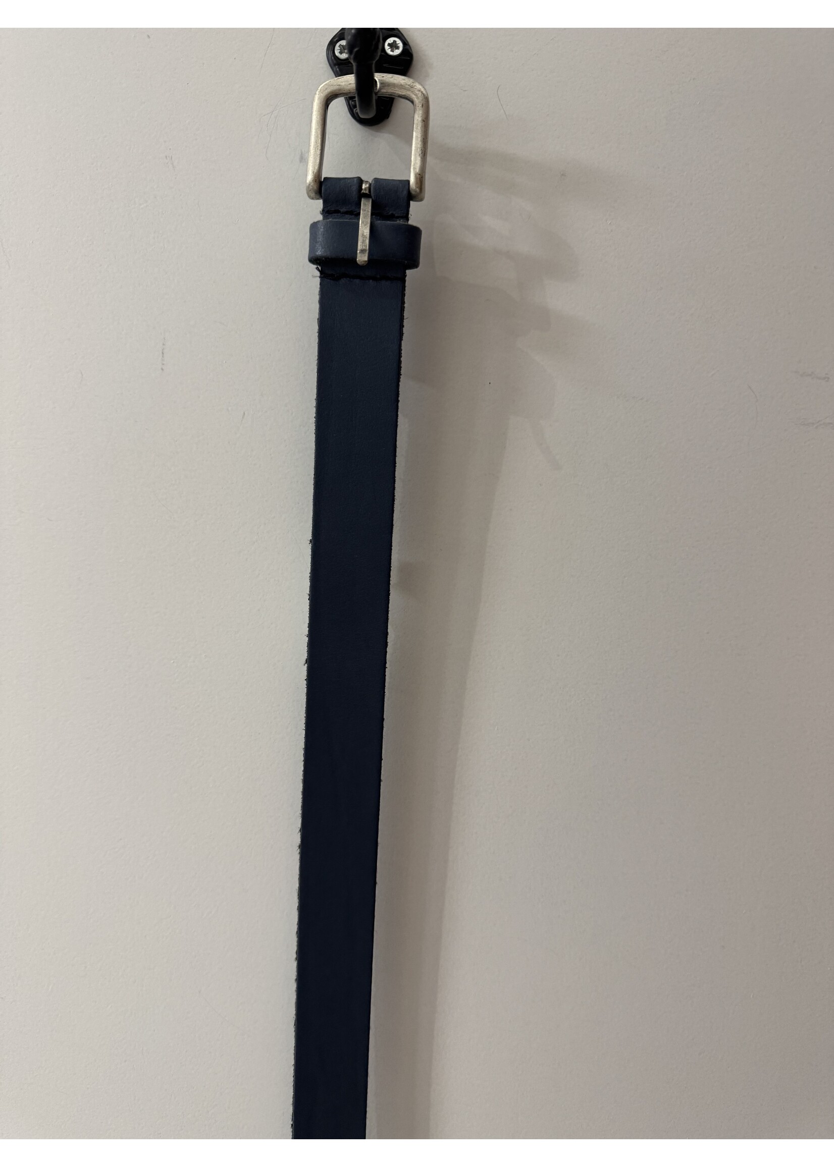 Riem  Leer oud blauw met oud zilveren gesp
