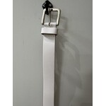 Riem  Leer met oud zilveren gesp wit