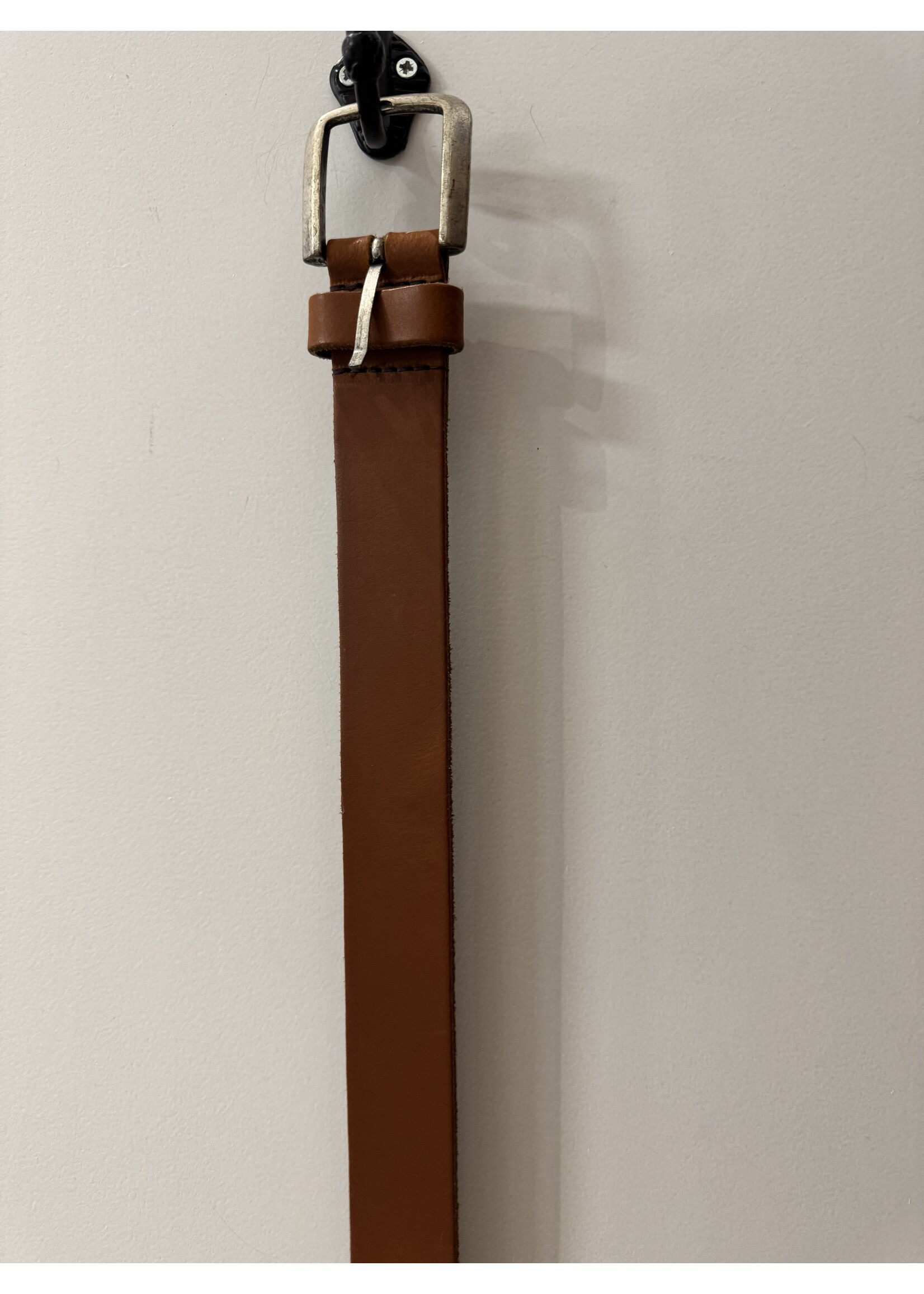 Riem leer cognac met oud zilveren gesp