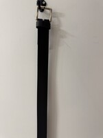 Riem  Leer zwart met oud zilveren gesp