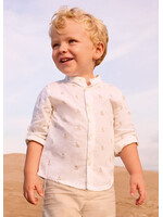 Mayoral Mayoral L/s linen mao shirt Cream - 26 01116B