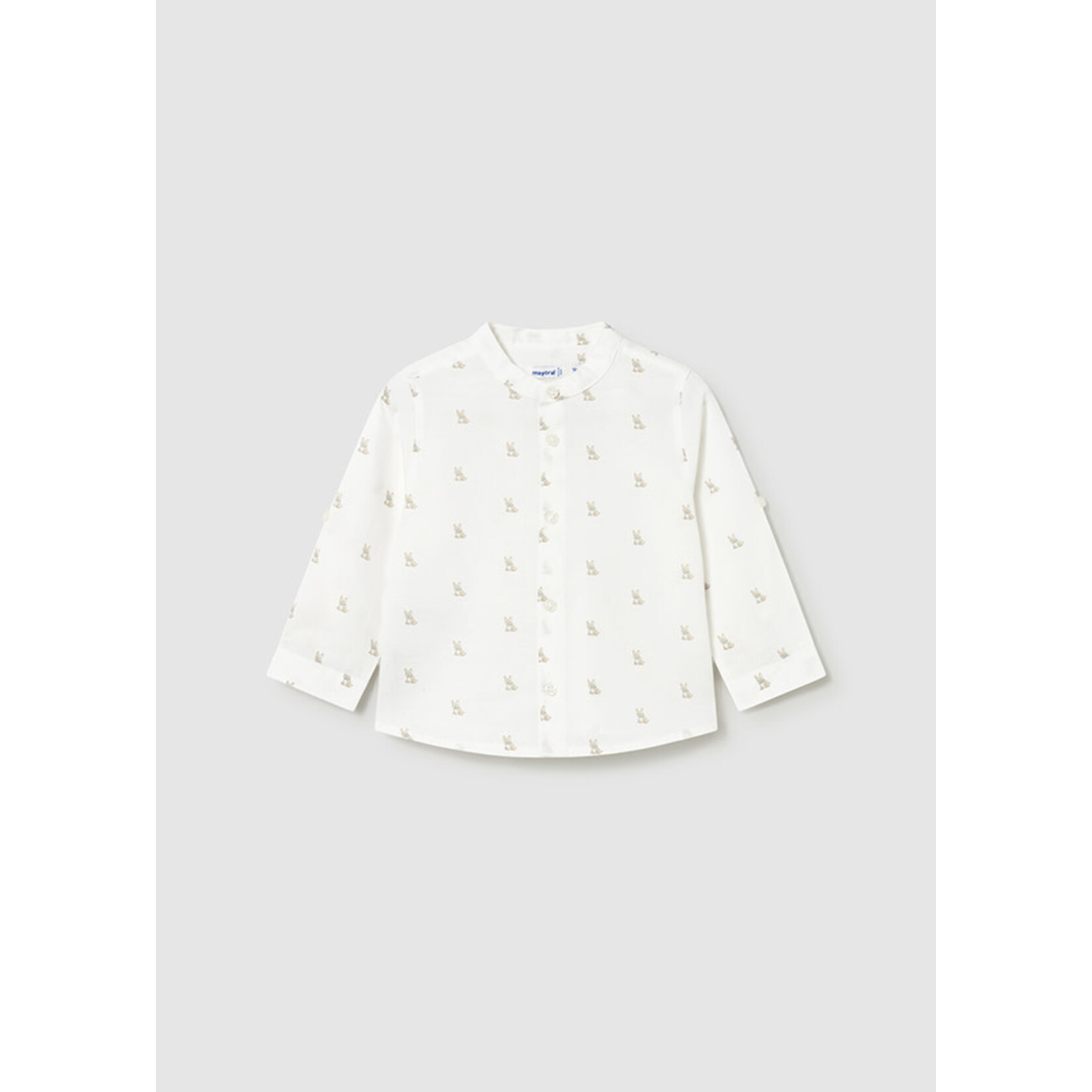 Mayoral Mayoral L/s linen mao shirt Cream - 26 01116B