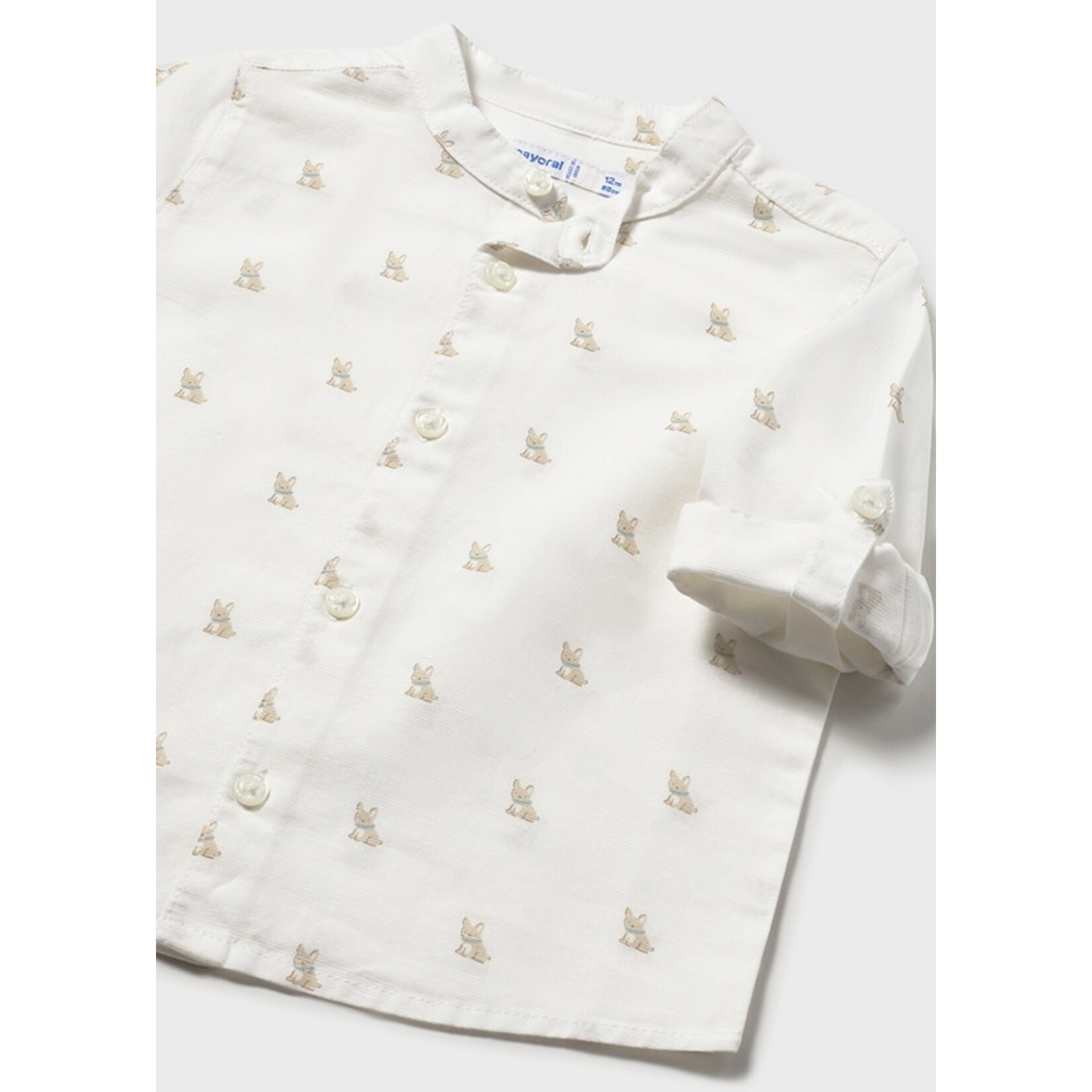 Mayoral Mayoral L/s linen mao shirt Cream - 26 01116B