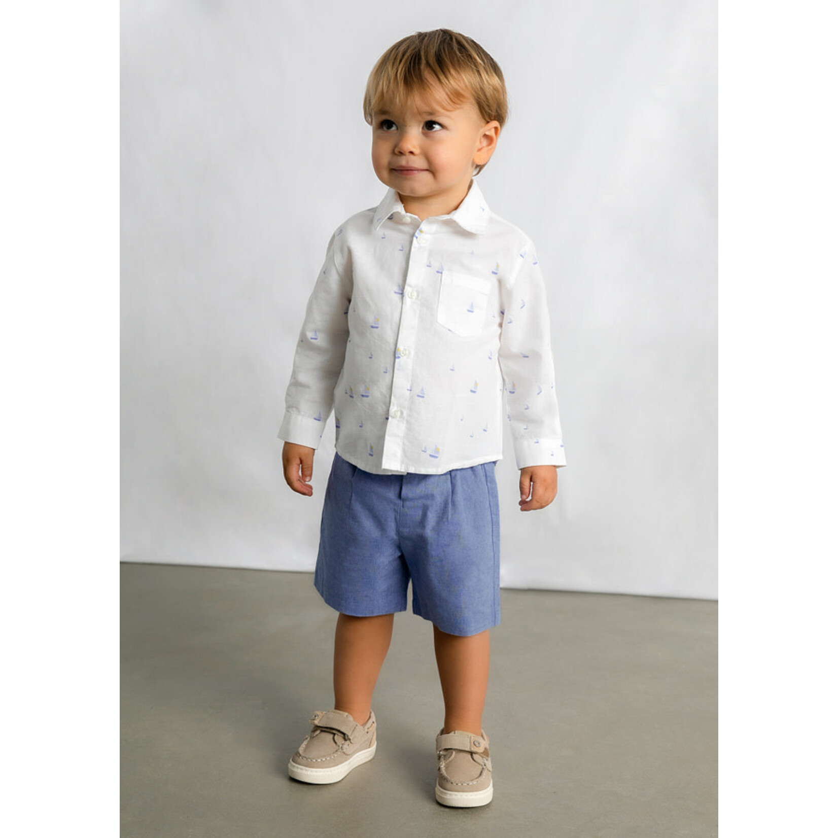 Mayoral Mayoral L/s linen shirt white boat - 26 01118B