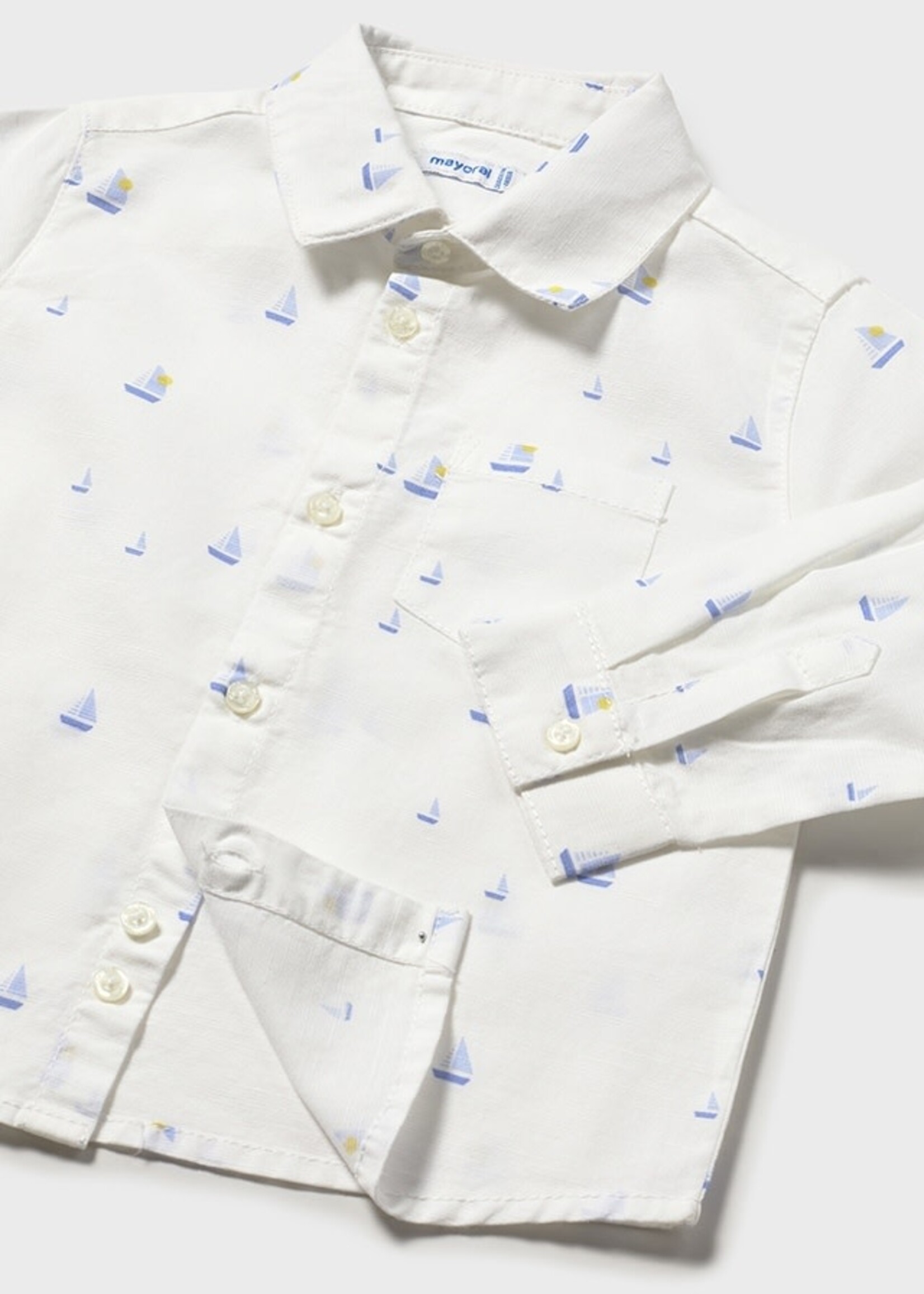 Mayoral Mayoral L/s linen shirt white boat - 26 01118B