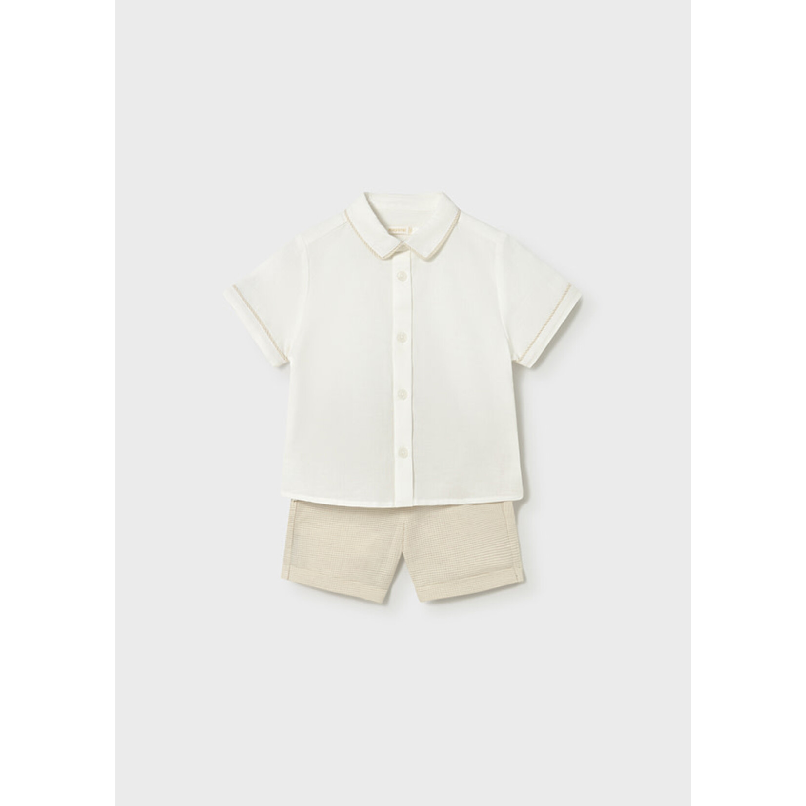 Mayoral Mayoral Linen suiting bermuda set oat - 26 01225B
