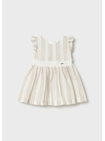 Mayoral Mayoral striped dress w/ sash Hazelnut - 26 01904B