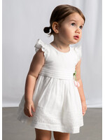 Mayoral Mayoral dress w/ guipure lace trim Natural - 26 01907B