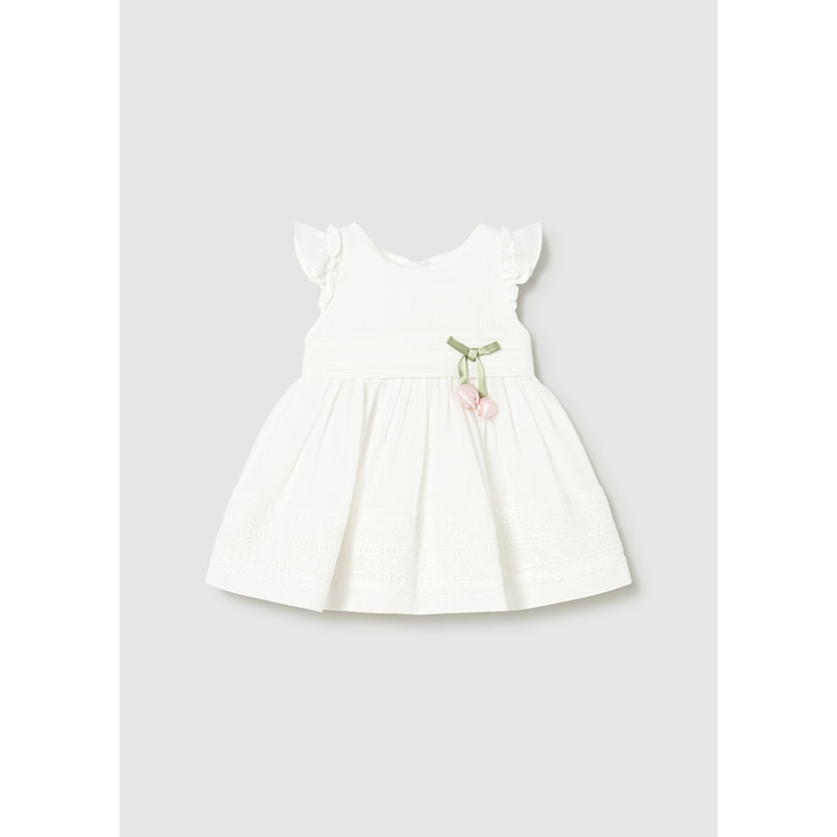 Mayoral Mayoral dress w/ guipure lace trim Natural - 26 01907B