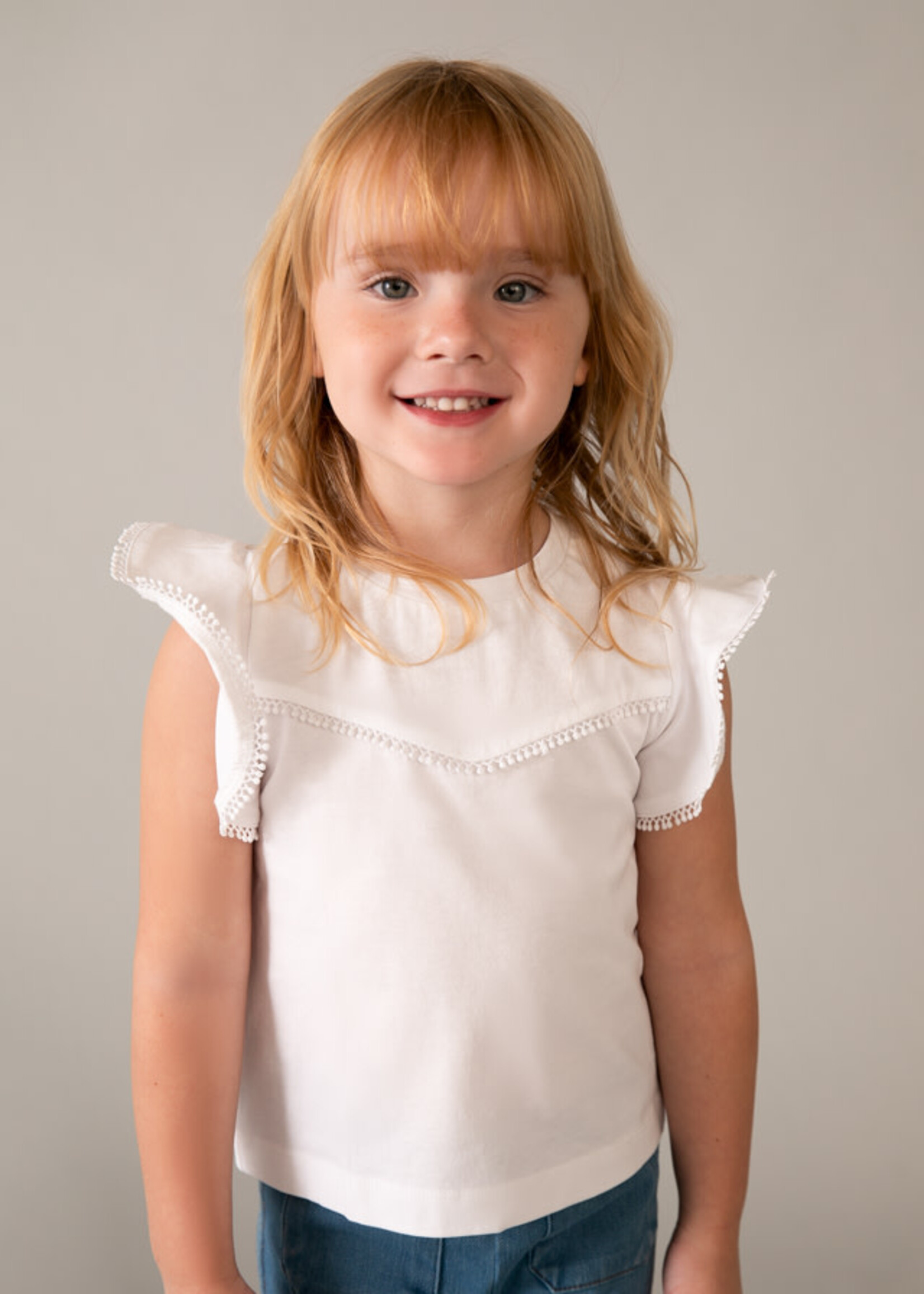 Mayoral Mayoral S/s T shirt with lace trim White - 26 03008