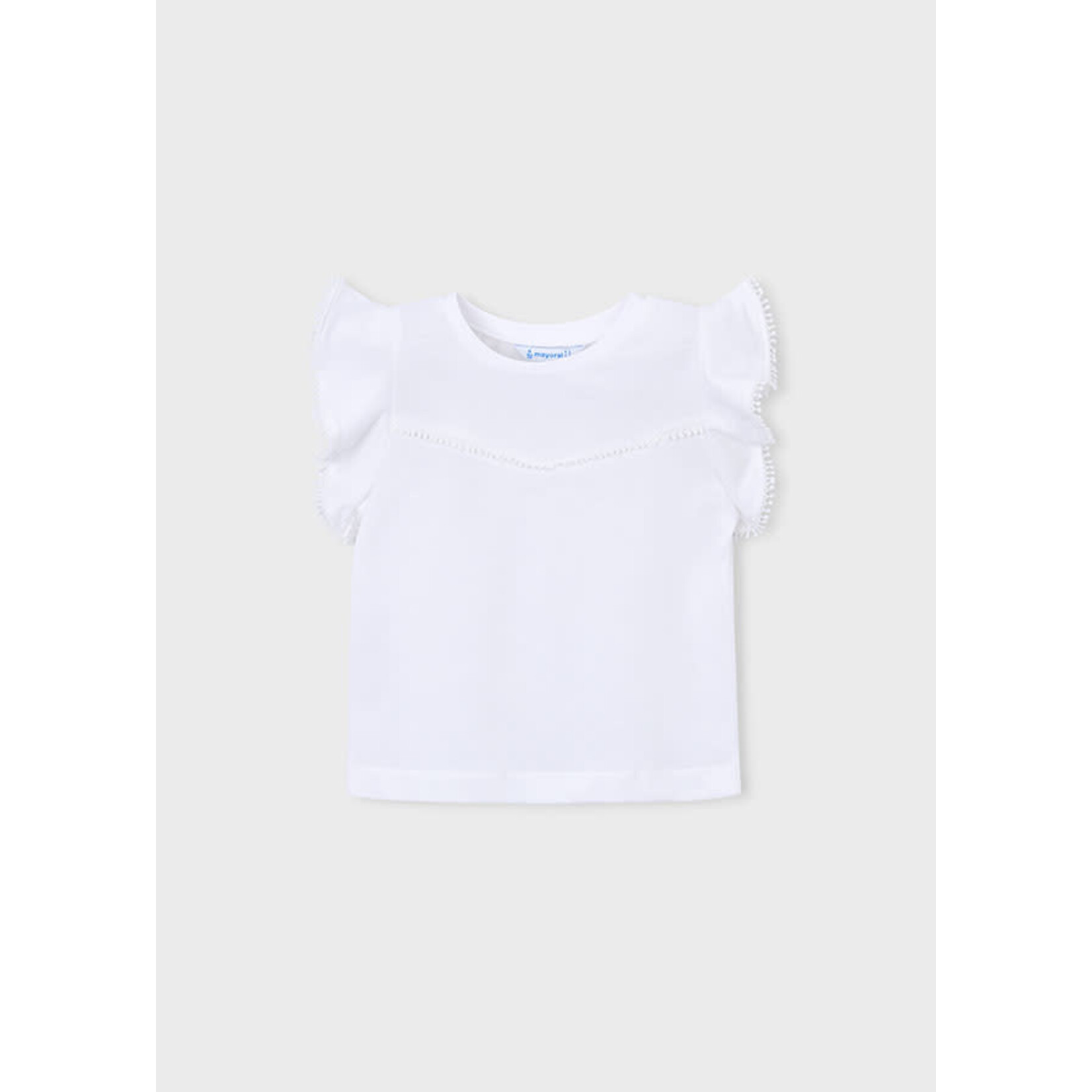 Mayoral Mayoral S/s T shirt with lace trim White - 26 03008