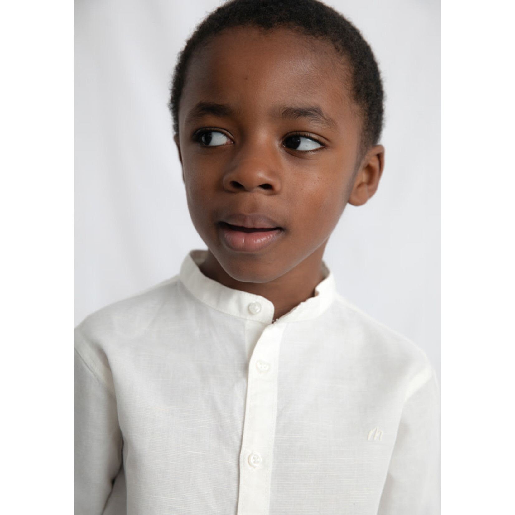 Mayoral Mayoral L/s mao collar linen shirt Cream - 26 03118