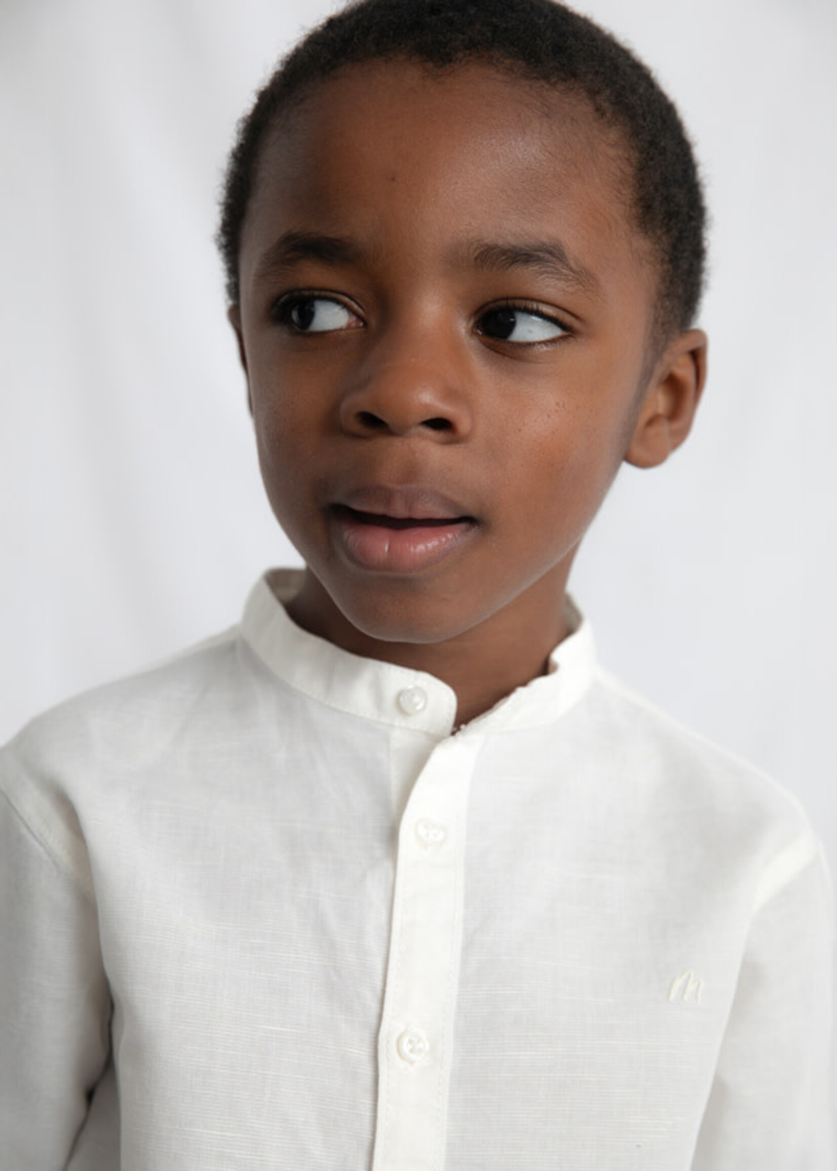 Mayoral Mayoral L/s mao collar linen shirt Cream - 26 03118