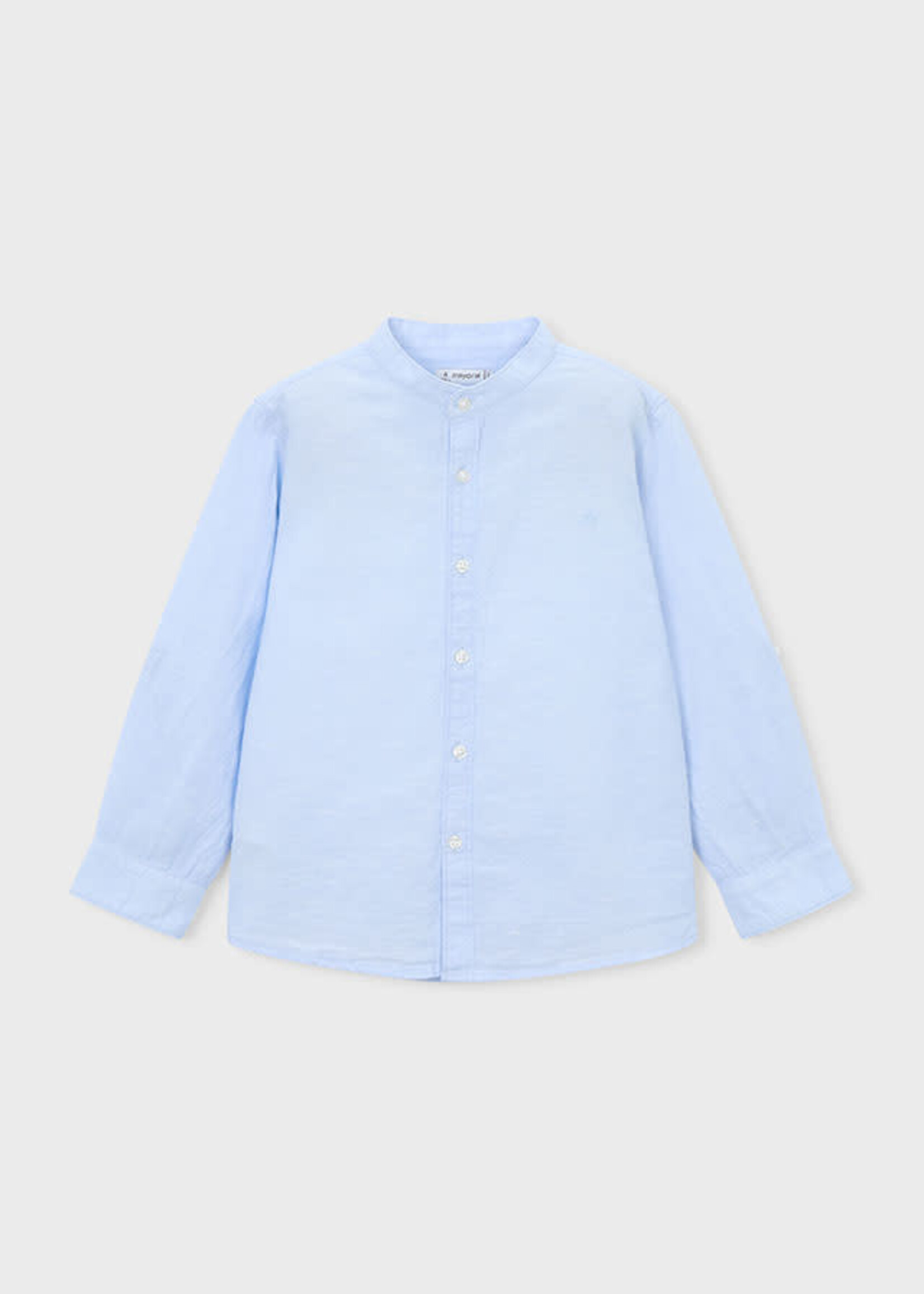 Mayoral Mayoral L/s mao collar linen shirt Sky blue - 26 03118