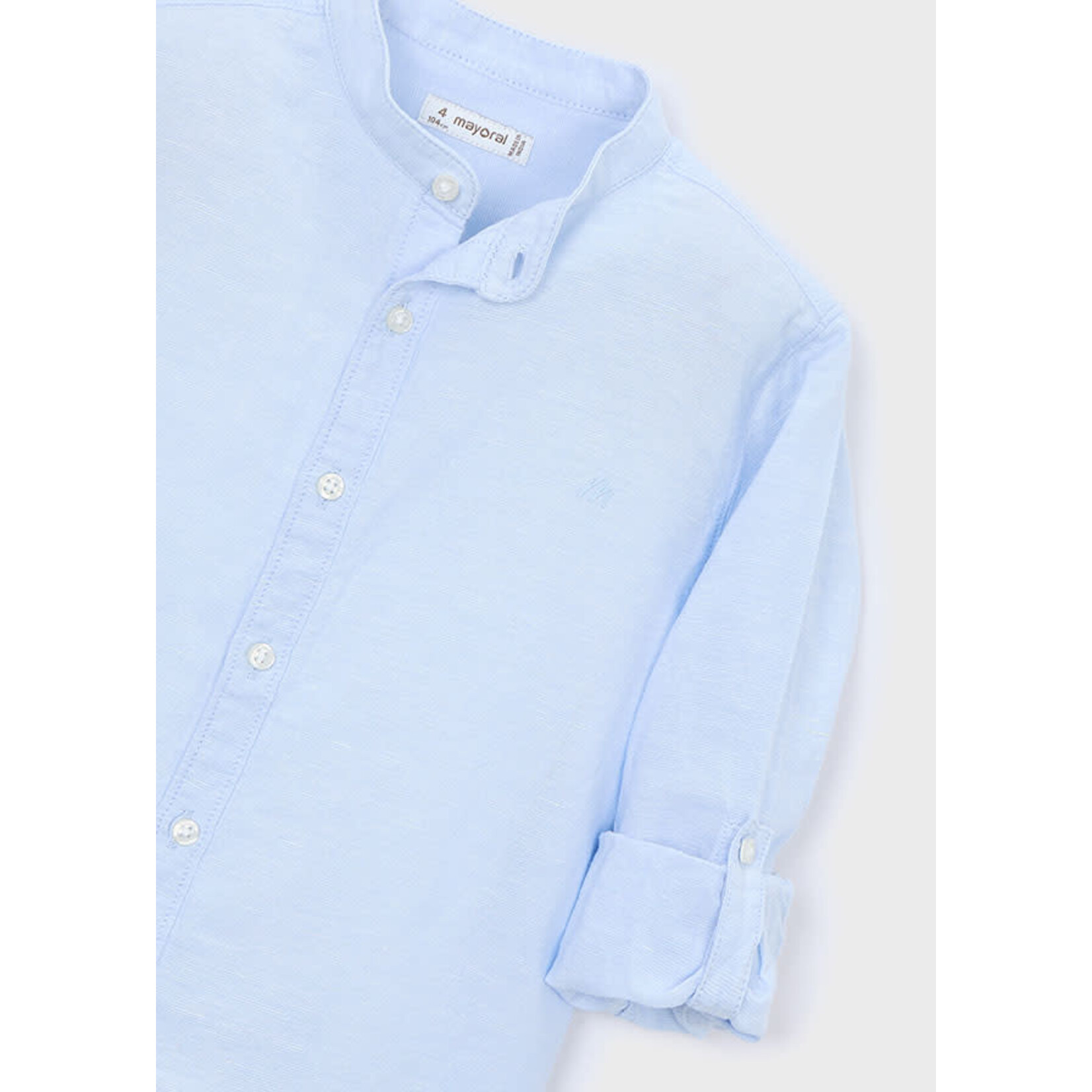 Mayoral Mayoral L/s mao collar linen shirt Sky blue - 26 03118