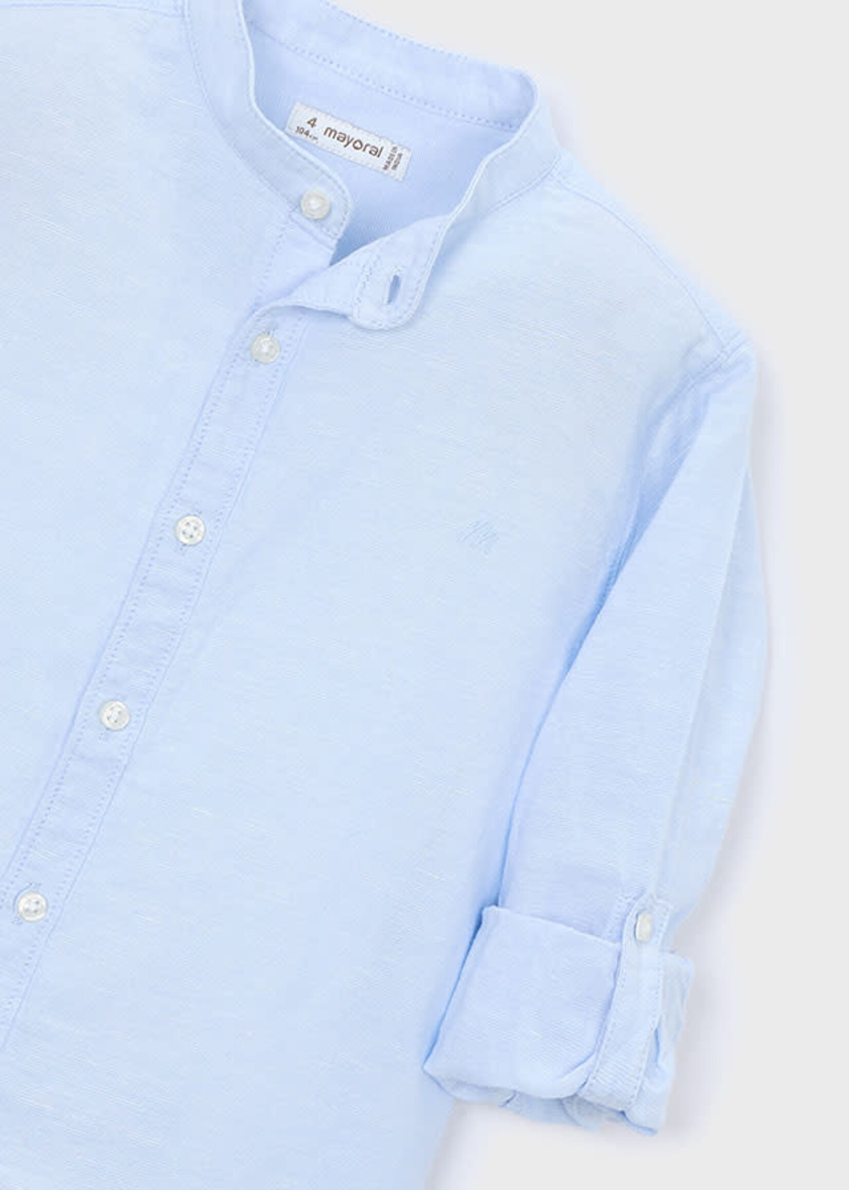 Mayoral Mayoral L/s mao collar linen shirt Sky blue - 26 03118