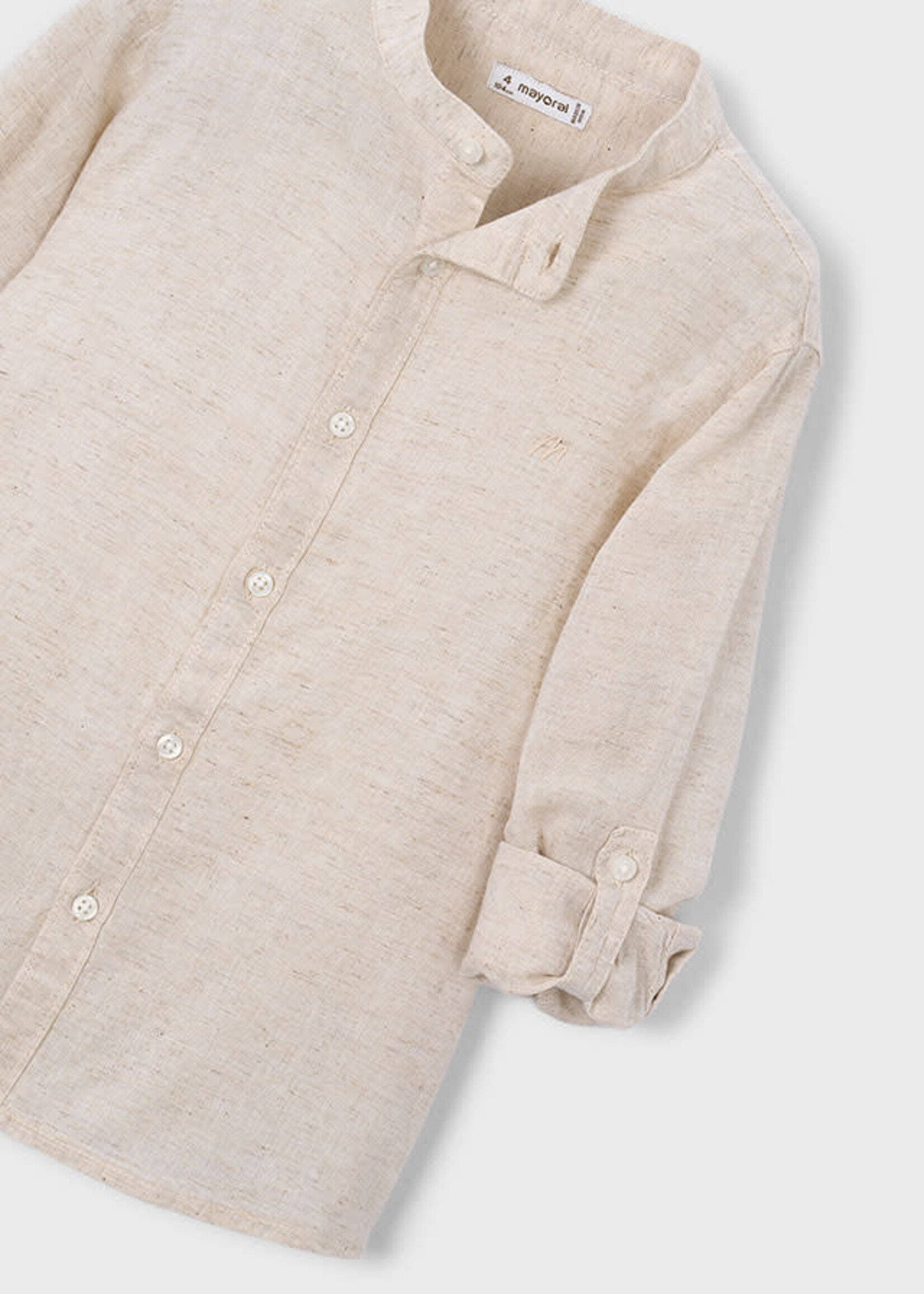 Mayoral Mayoral L/s mao collar linen shirt oat mixed - 26 03118