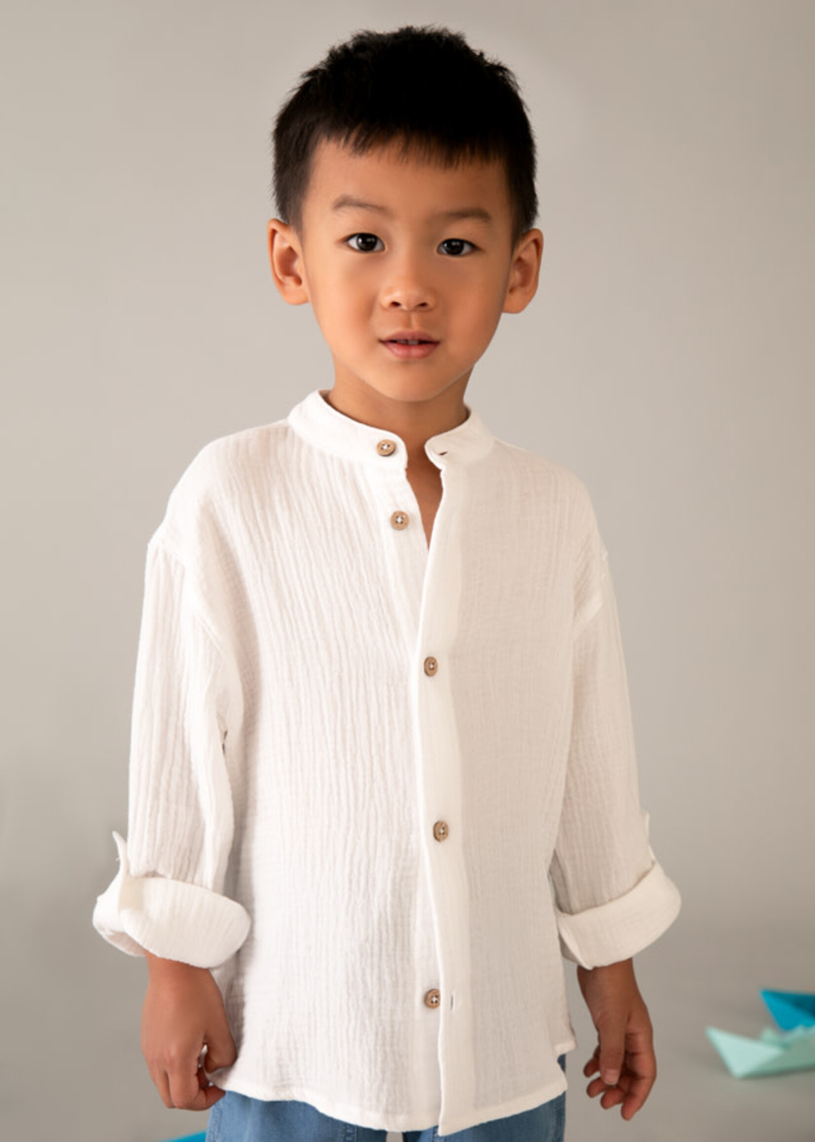 Mayoral Mayoral L/s buttondown shirt Cream - 26 03120