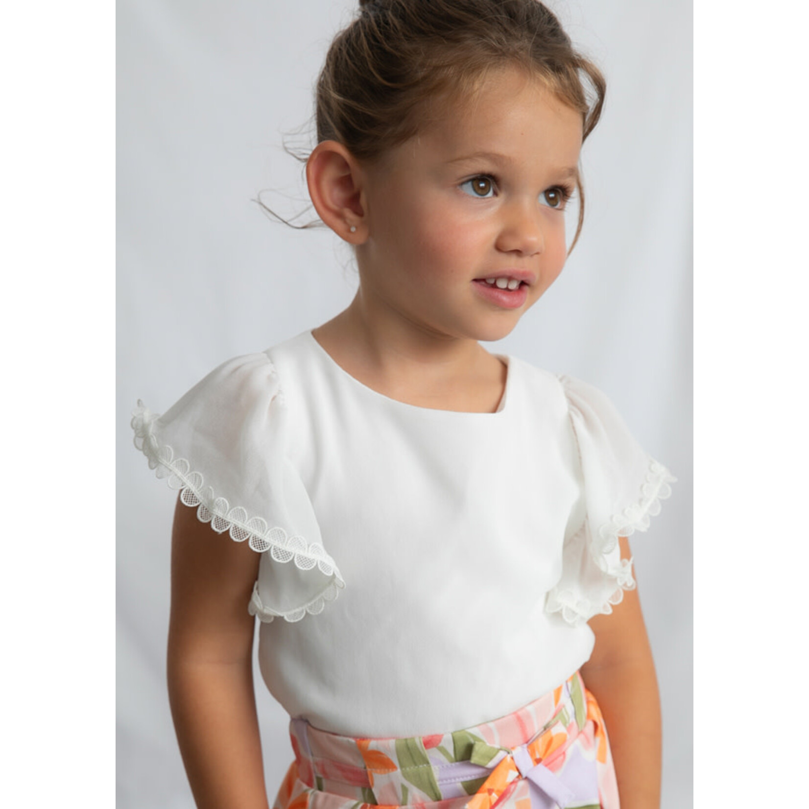 Mayoral Mayoral Gauze blouse with lace trim Natural - 26 03195