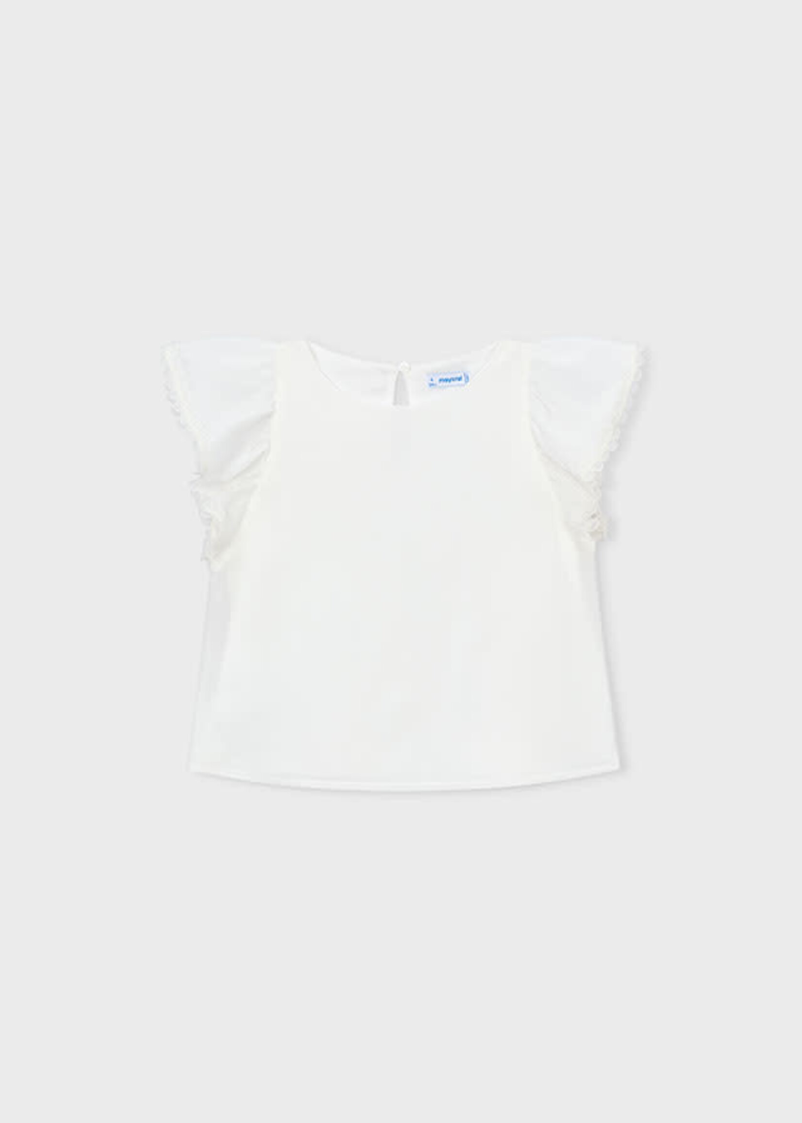 Mayoral Mayoral Gauze blouse with lace trim Natural - 26 03195