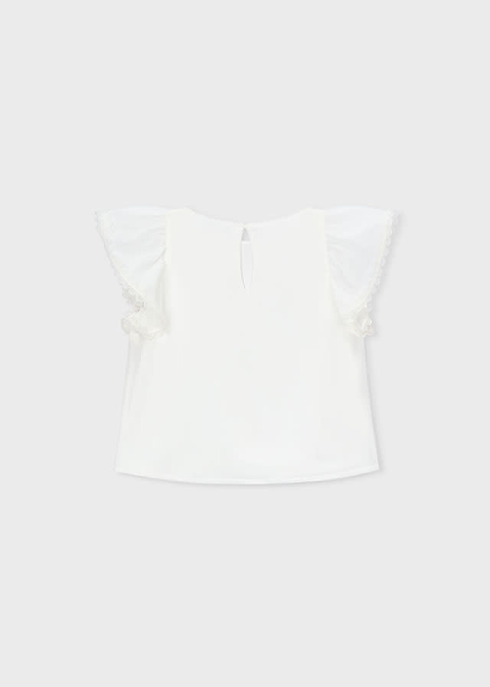 Mayoral Mayoral Gauze blouse with lace trim Natural - 26 03195