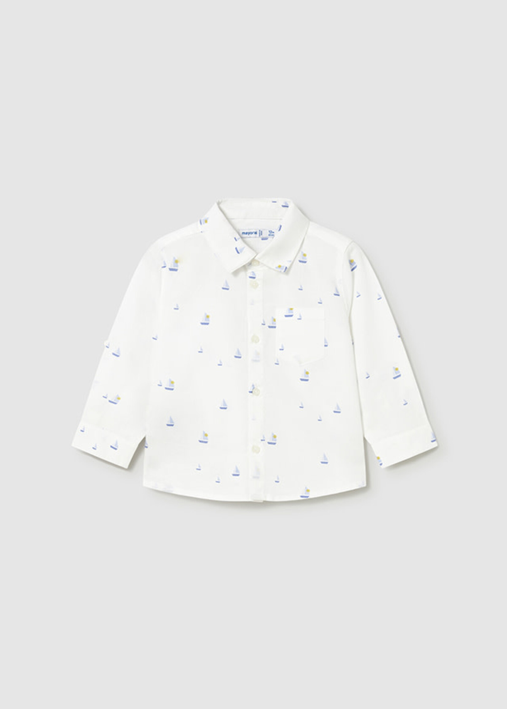 Mayoral Mayoral L/s linen shirt white boat - 26 01118B