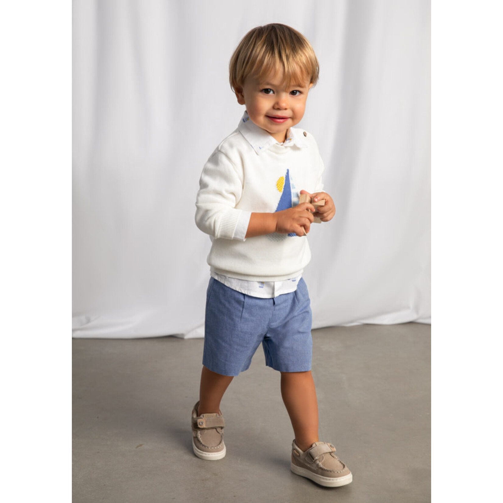 Mayoral Mayoral Linen suiting bermuda Capri blue - 26 01215B