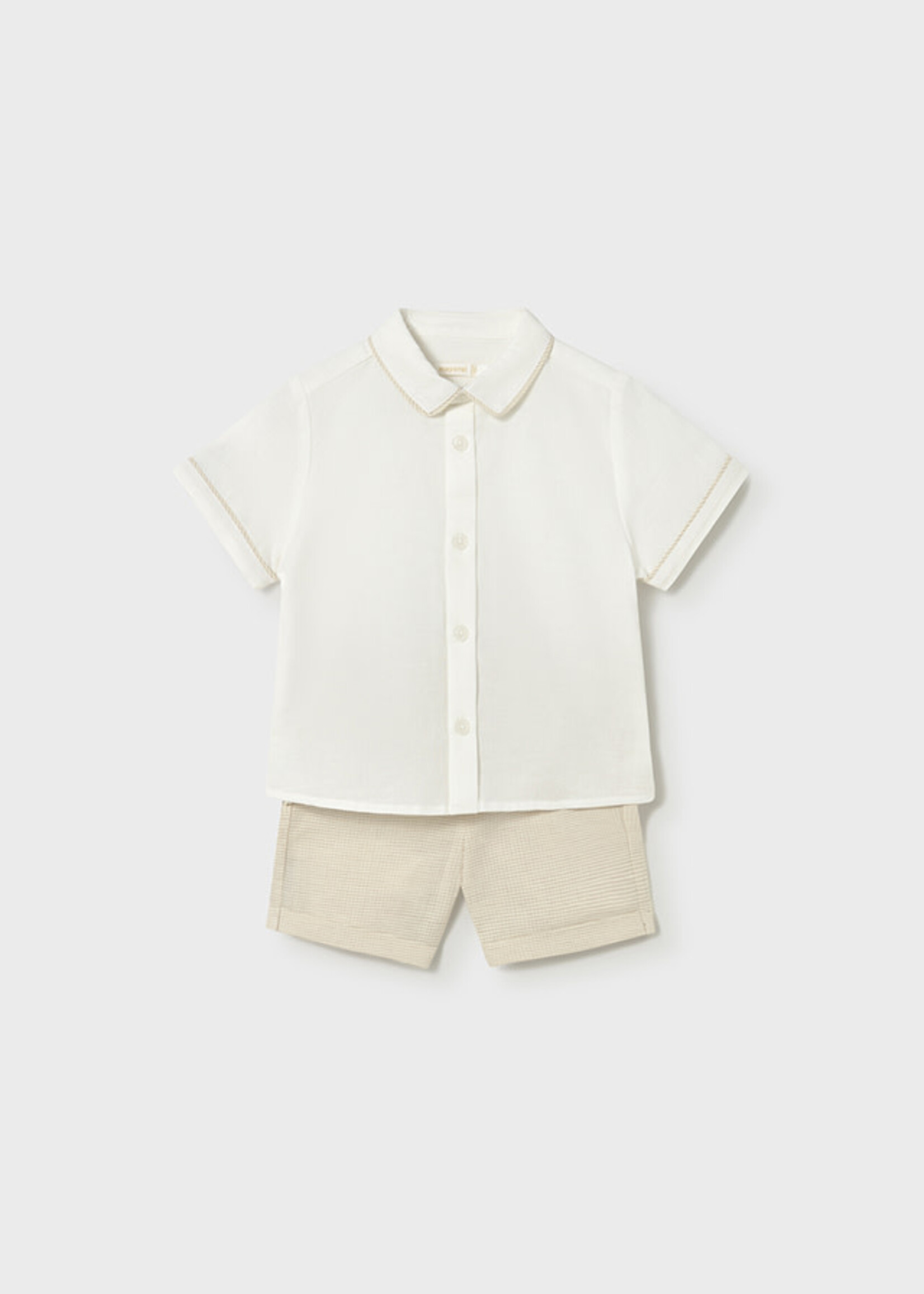 Mayoral Mayoral Linen suiting bermuda set oat - 26 01225B