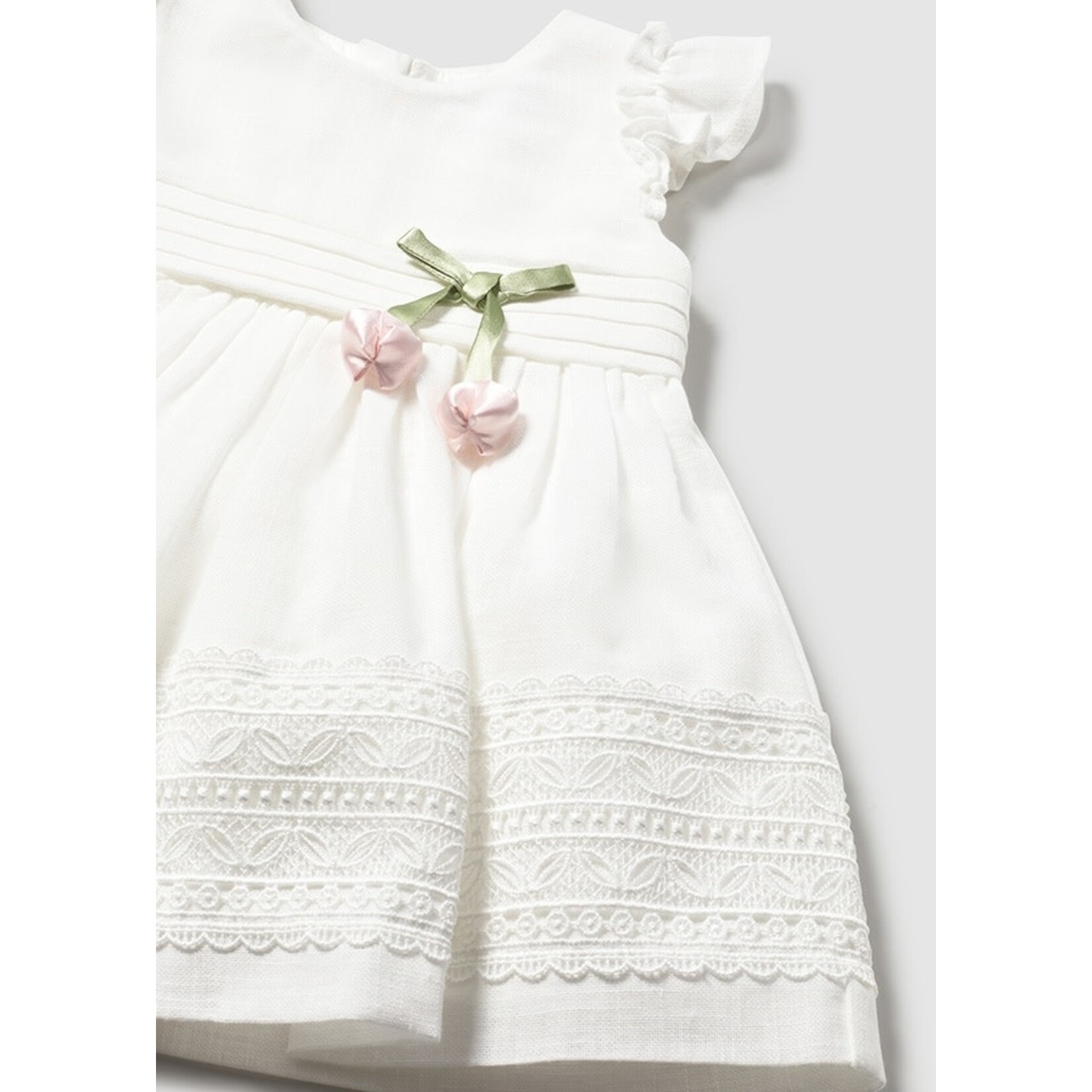 Mayoral Mayoral dress w/ guipure lace trim Natural - 26 01907B