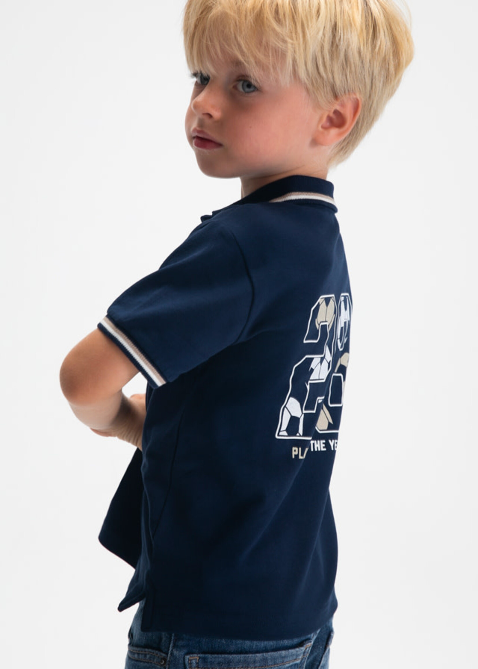 Mayoral Mayoral S/s printed polo Navy - 26 03108