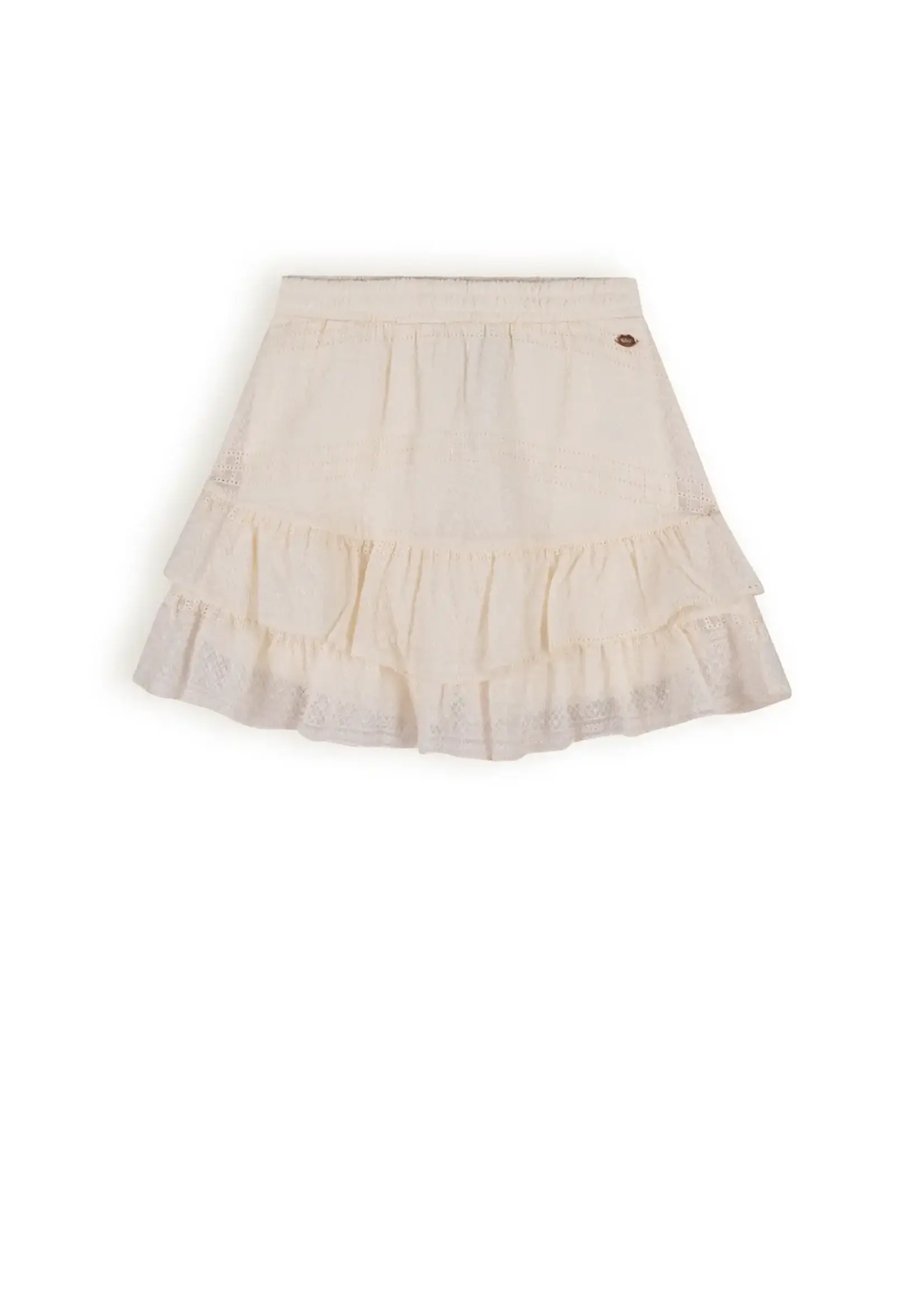 Nobell Nobell Naia Short Skirt Embroidered Chiffon Q402-3704 Pearled Ivory
