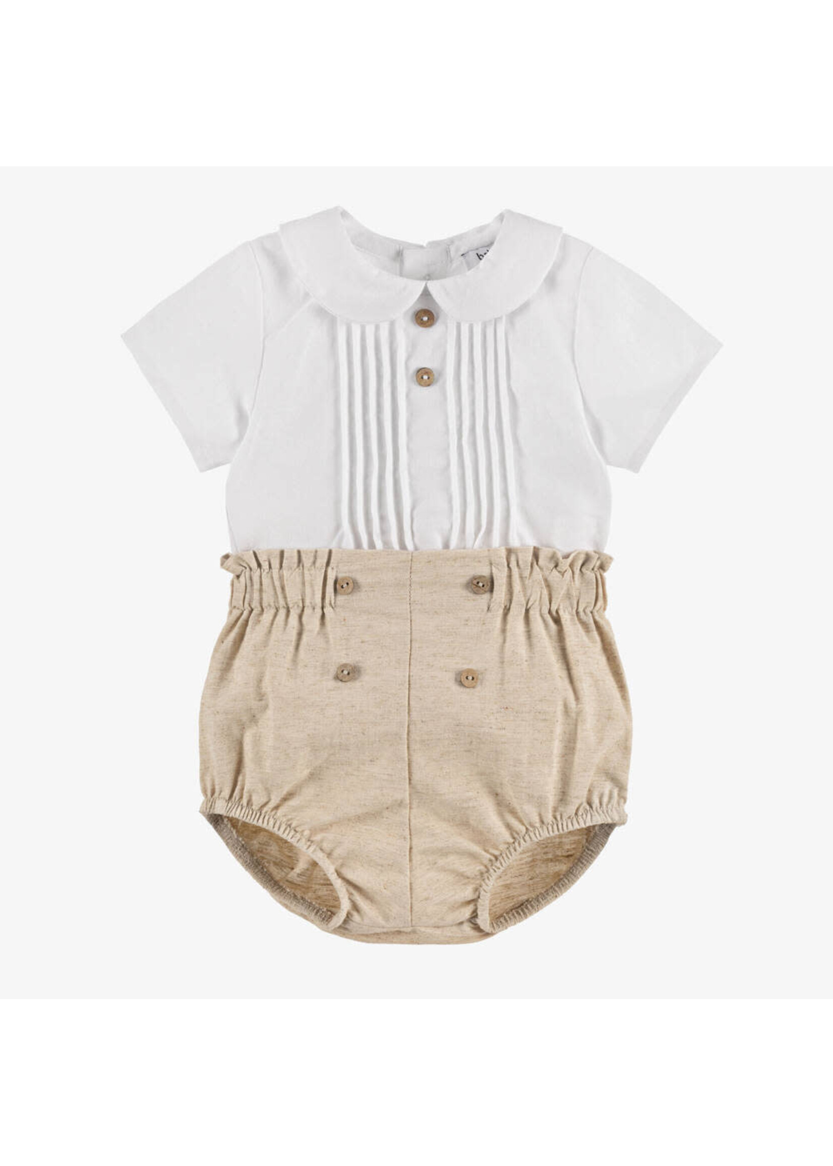 Babidu Babidu WOVEN SHIRT+SHORTS 55%LINEN,45%COTTON FOR BOYS UNIQUE-40407