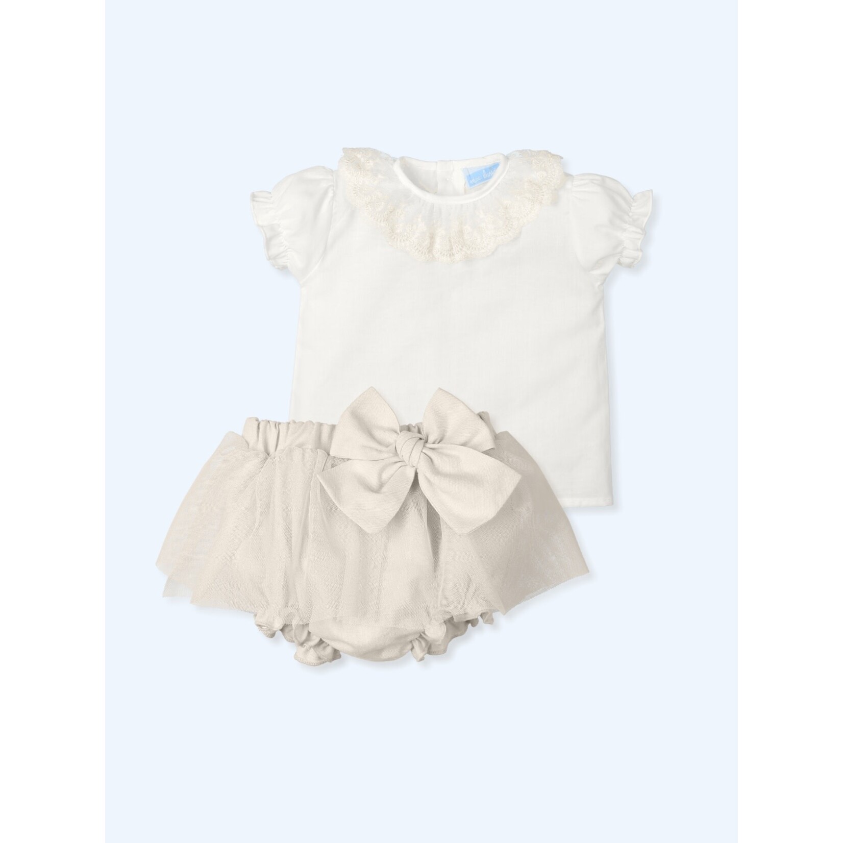 Mac Ilusion Mac Ilusion Blusita voile cuello tul bordado y Culotte lazo con tul GEORGEOUS Natural B