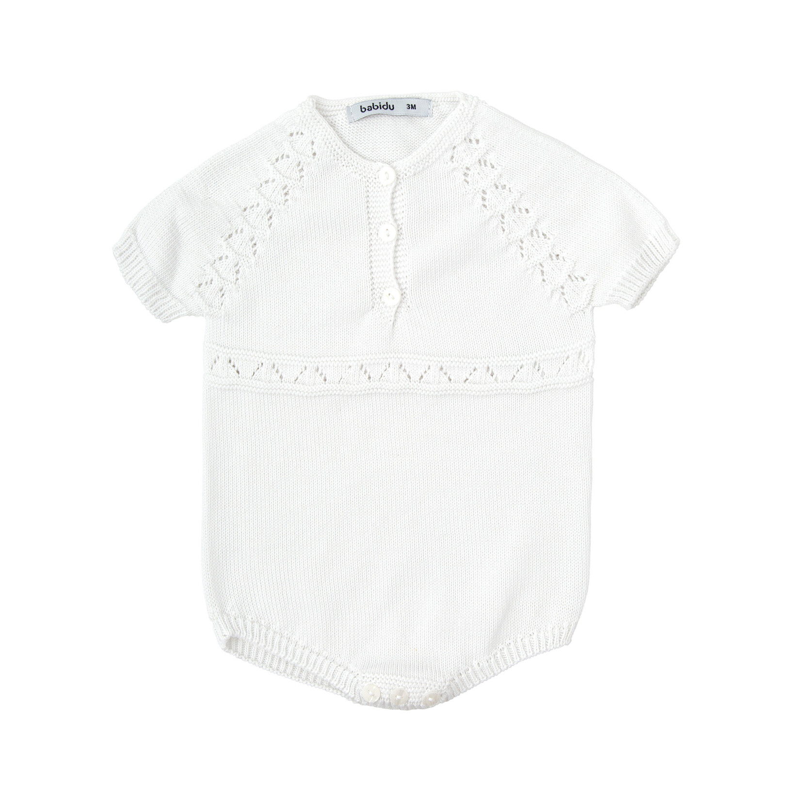 Babidu Babidu UNISEX 100% COTTON, KNITTED ROMPER WHITE-33316