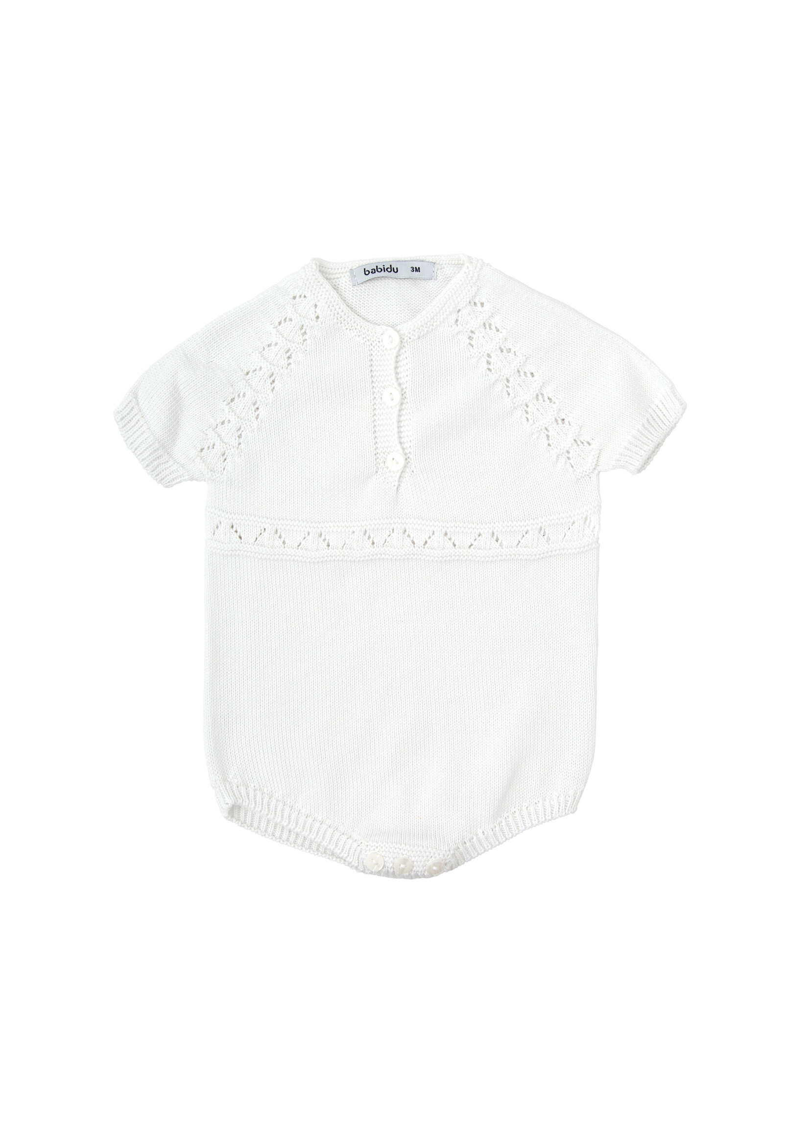 Babidu Babidu UNISEX 100% COTTON, KNITTED ROMPER WHITE-33316