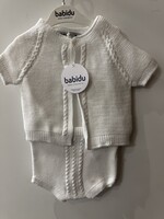 Babidu Babidu UNISEX KNITTED 100% COTTON JACKET+SHORTS WHITE-41317