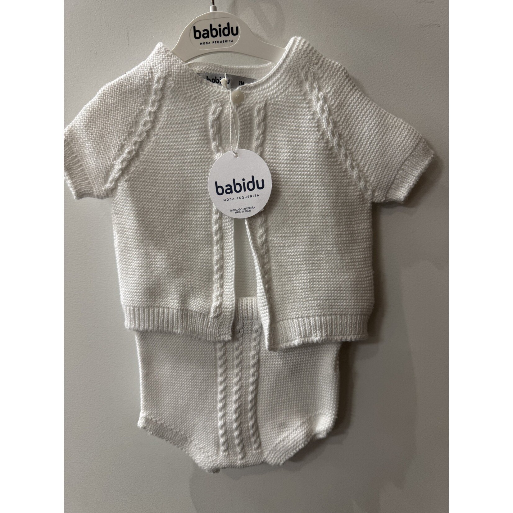 Babidu Babidu UNISEX KNITTED 100% COTTON JACKET+SHORTS WHITE-41317