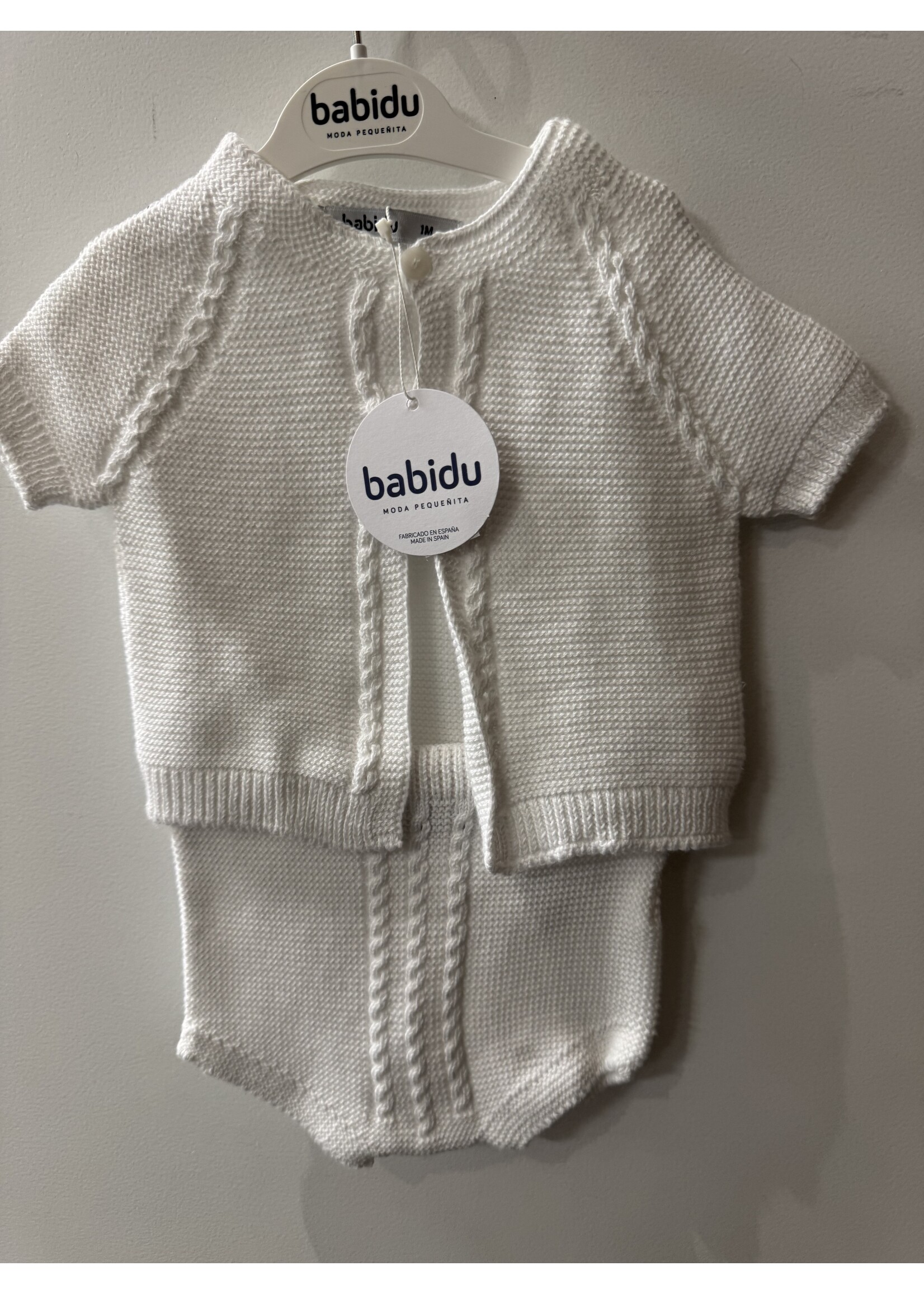 Babidu Babidu UNISEX KNITTED 100% COTTON JACKET+SHORTS WHITE-41317