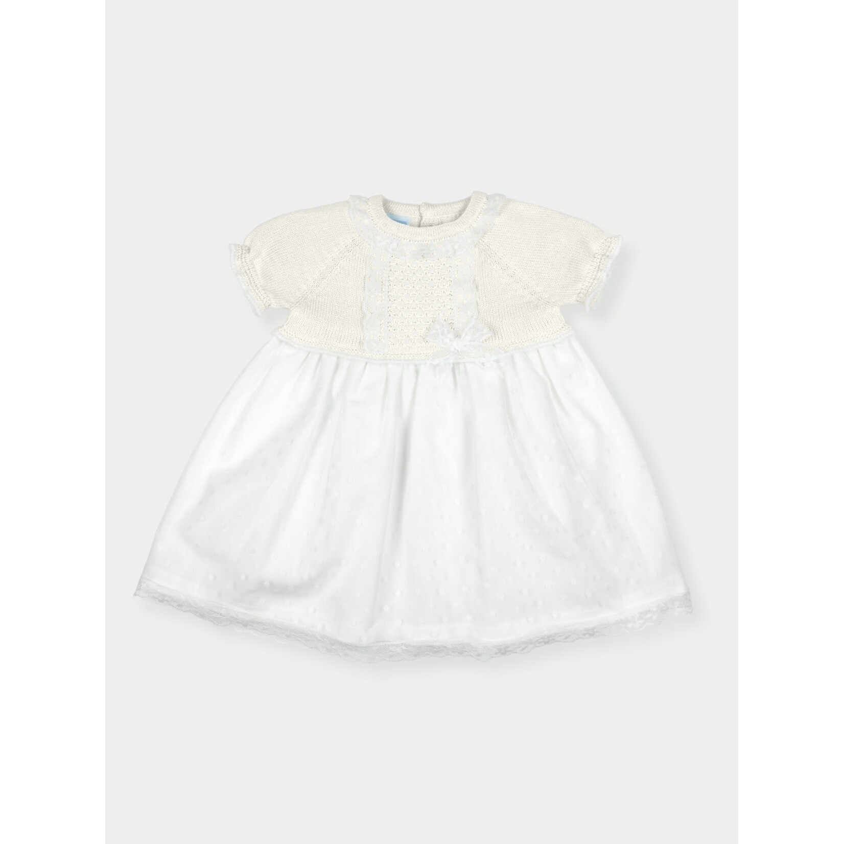 Mac Ilusion Mac Ilusion Vestido Punto y tejido tul bordado SALVIA Crudo