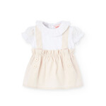 Boboli Boboli Voile dress combined for baby -BCI sand 741091B