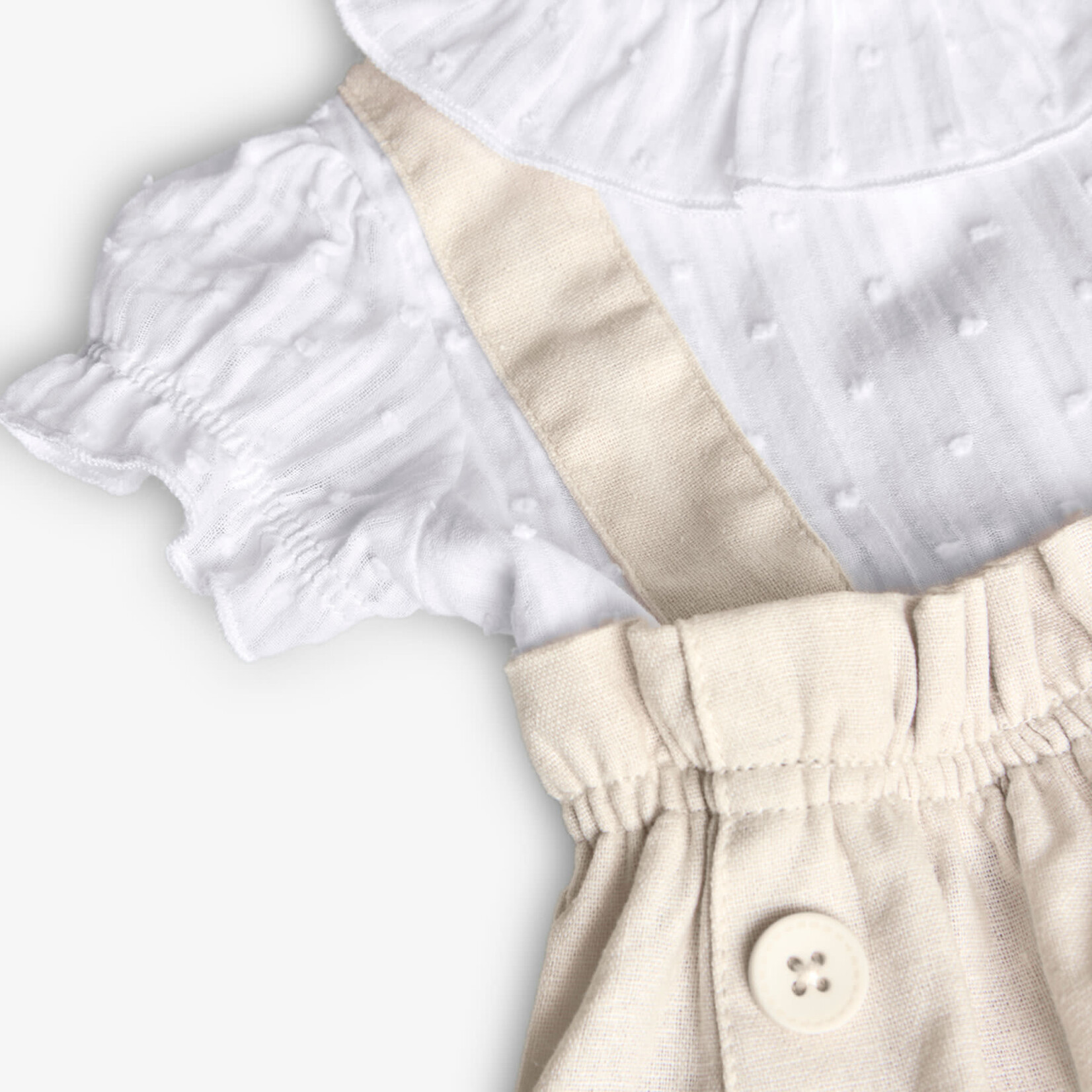 Boboli Boboli Voile dress combined for baby -BCI sand 741091B