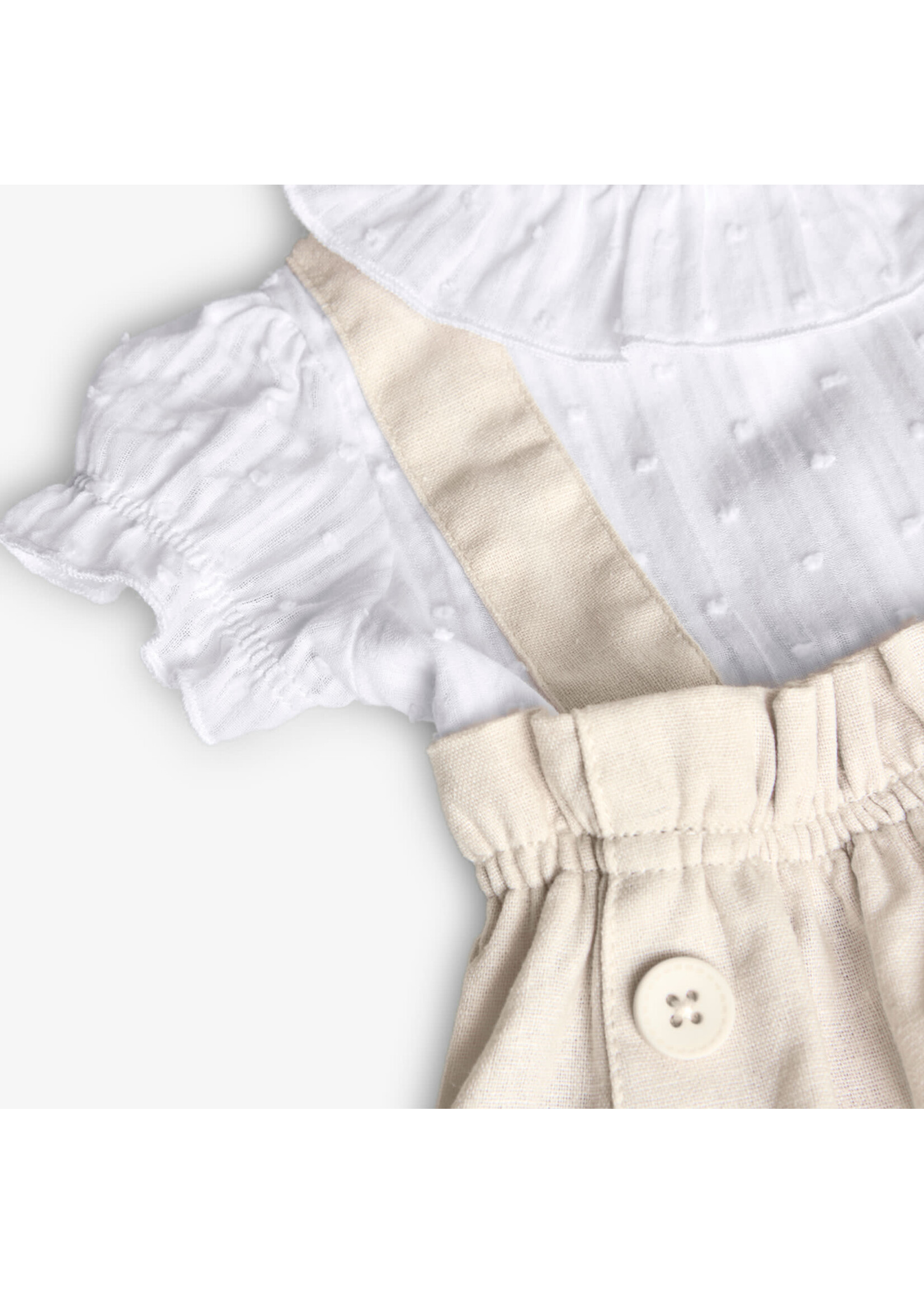 Boboli Boboli Voile dress combined for baby -BCI sand 741091B