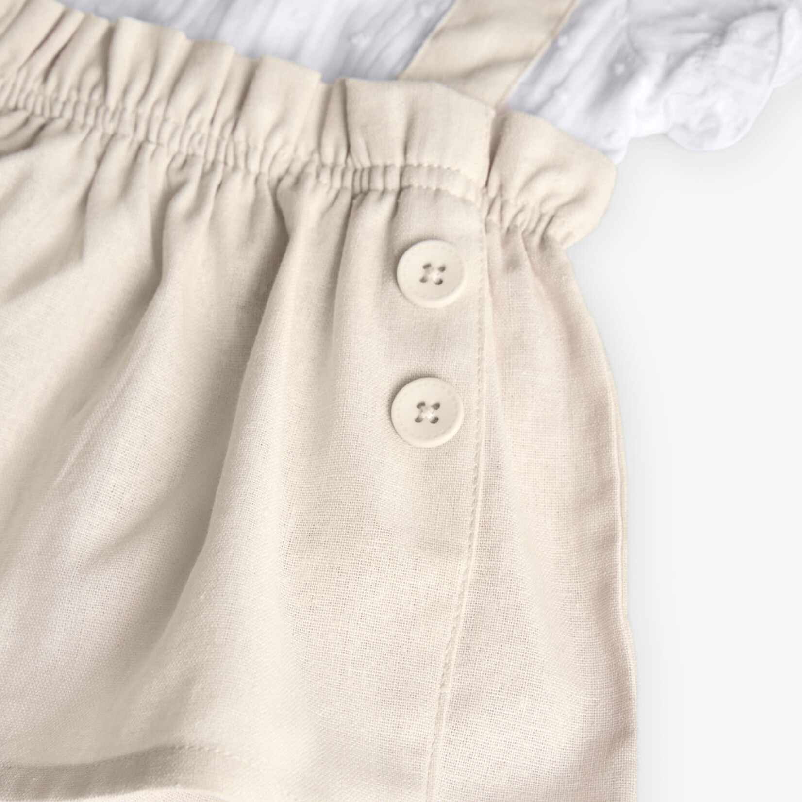 Boboli Boboli Voile dress combined for baby -BCI sand 741091B