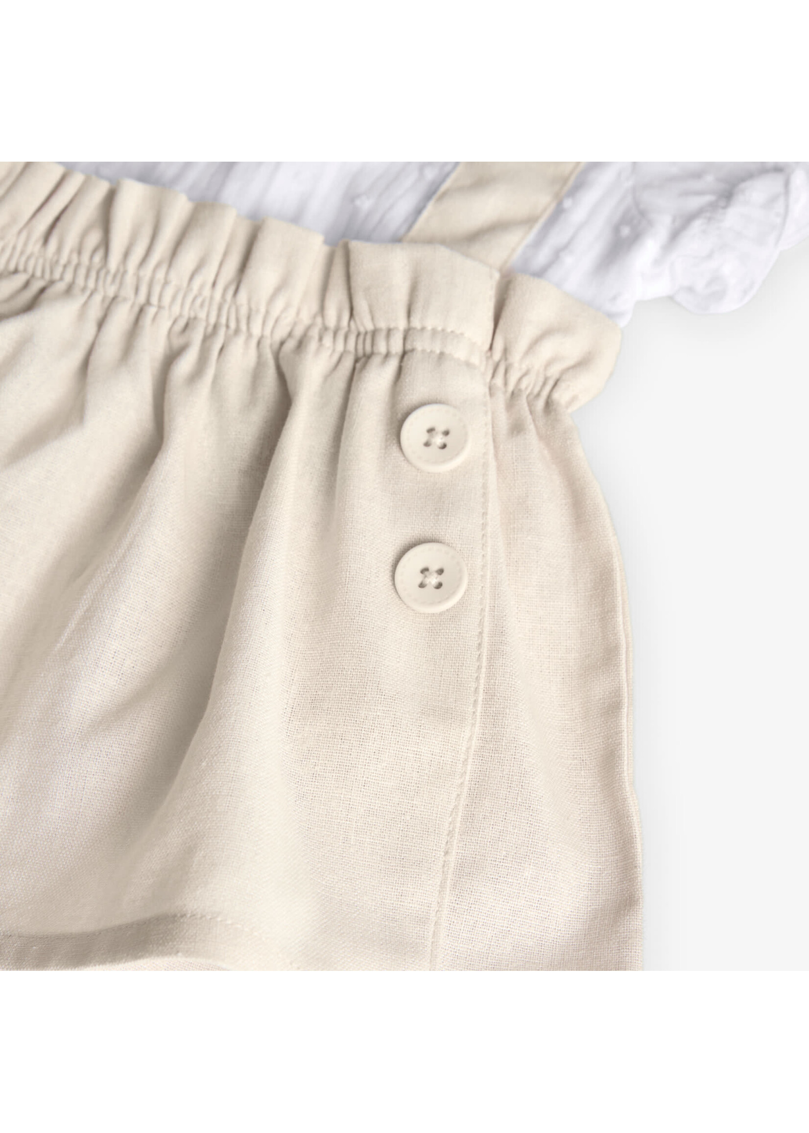 Boboli Boboli Voile dress combined for baby -BCI sand 741091B