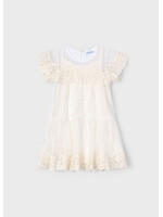Mayoral Mayoral Embroidered tulle dress Bone - 25 03909