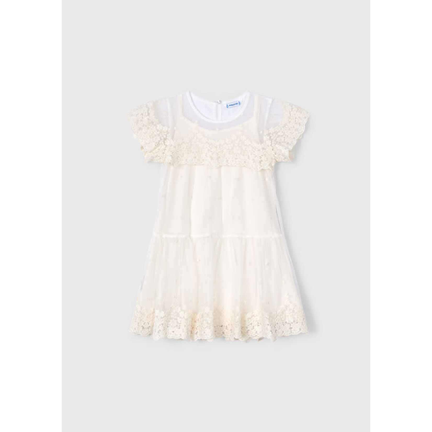 Mayoral Mayoral Embroidered tulle dress Bone - 25 03909