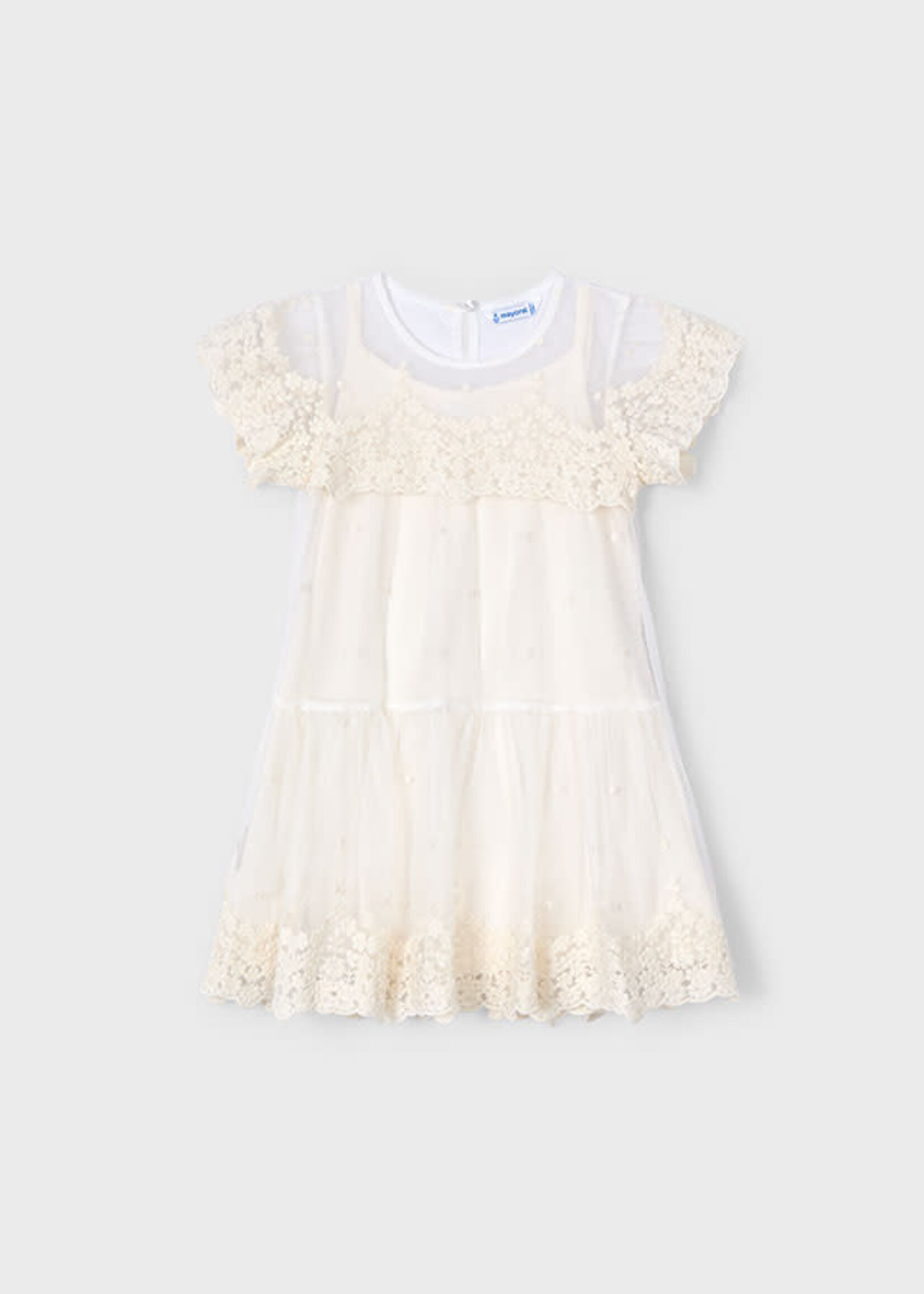 Mayoral Mayoral Embroidered tulle dress Bone - 25 03909