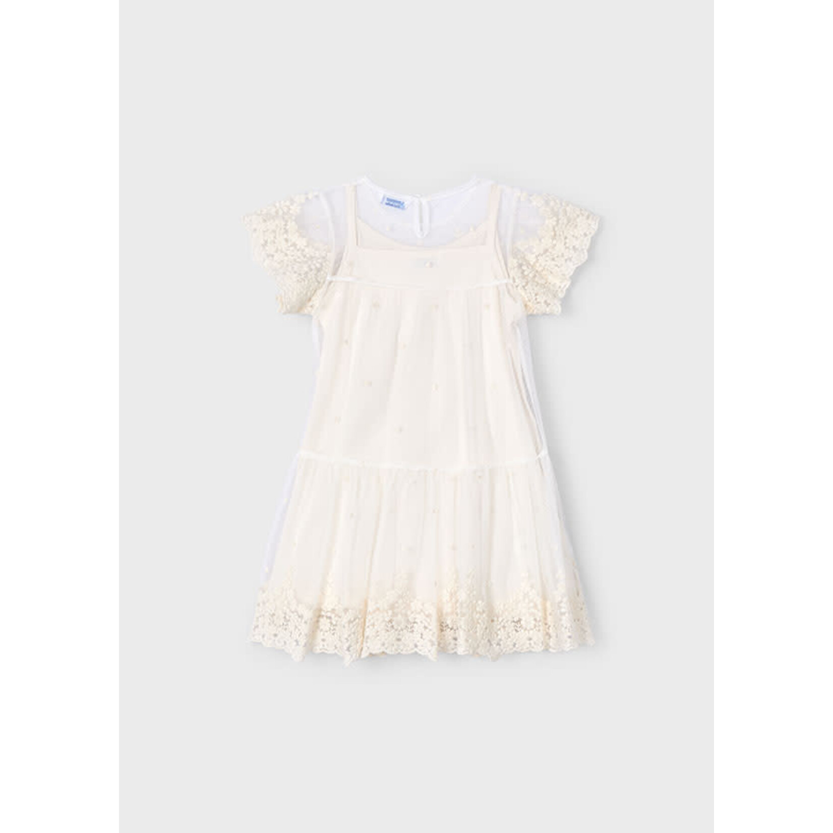 Mayoral Mayoral Embroidered tulle dress Bone - 25 03909